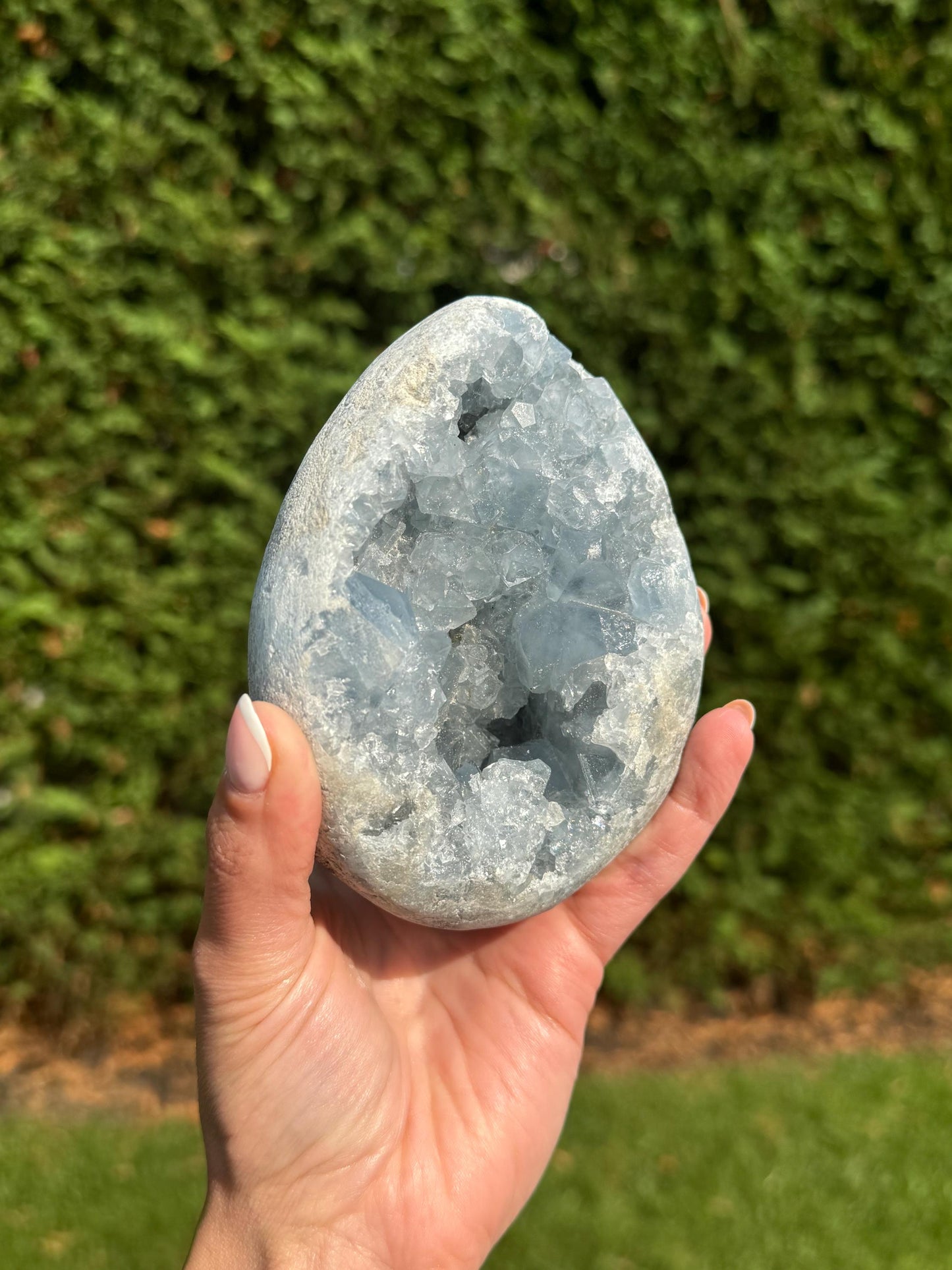 Blue Celestite Egg Carving (2.5lbs)