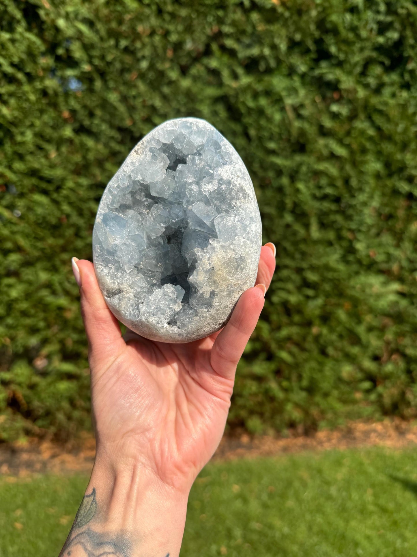Blue Celestite Egg Carving (2.5lbs)
