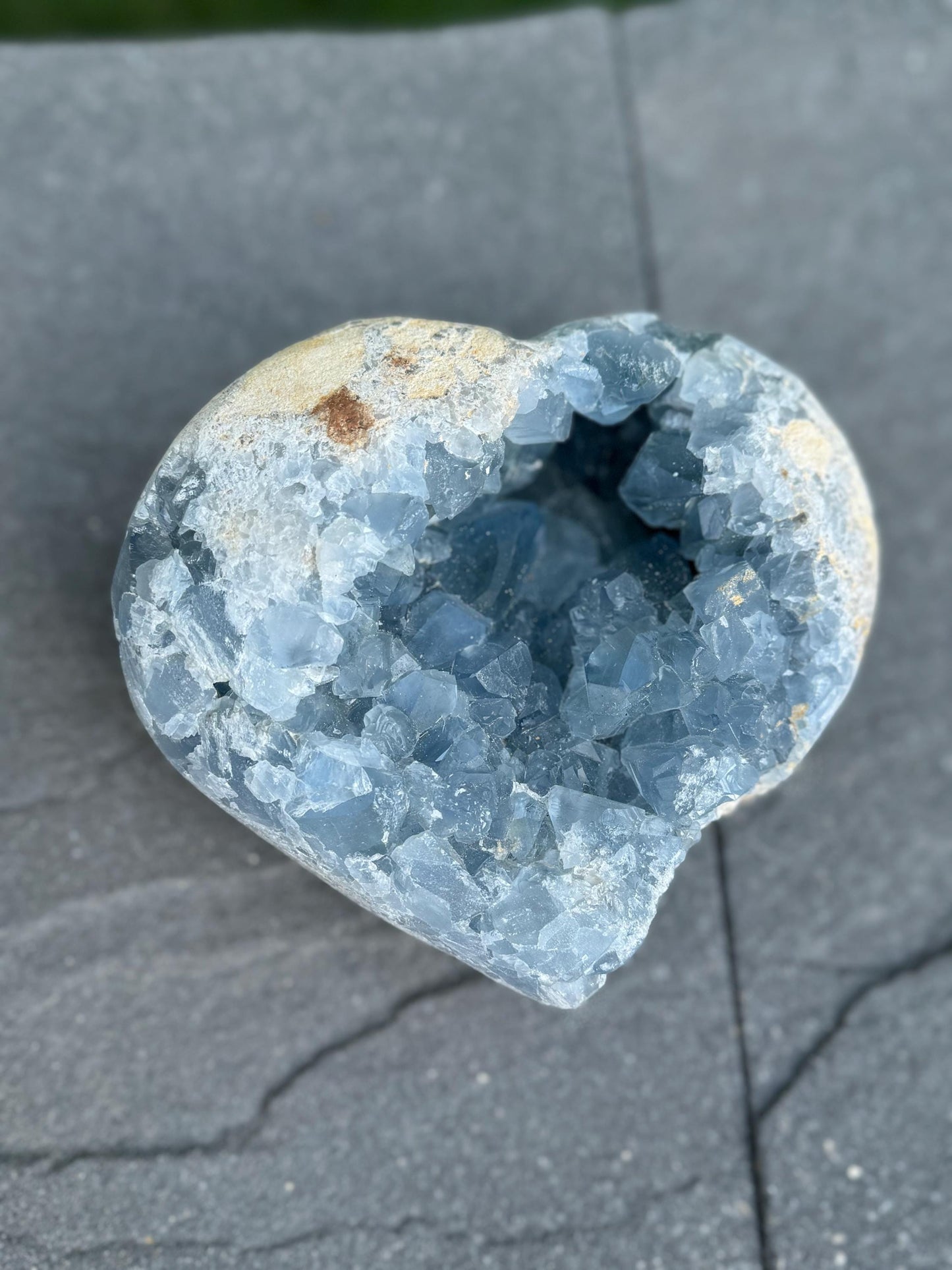 XL Blue Celestite Heart Carving (5.85lbs)
