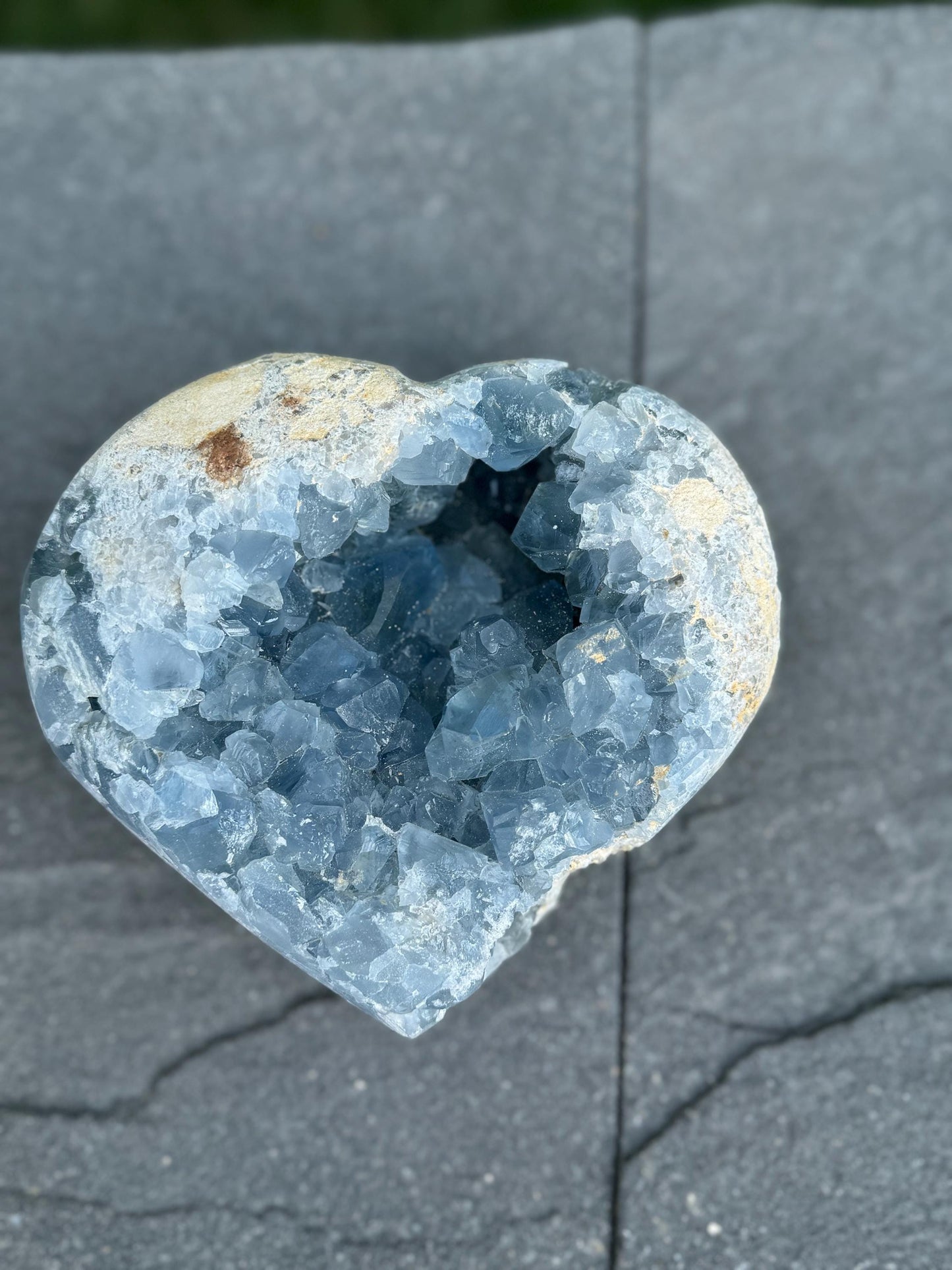 XL Blue Celestite Heart Carving (5.85lbs)