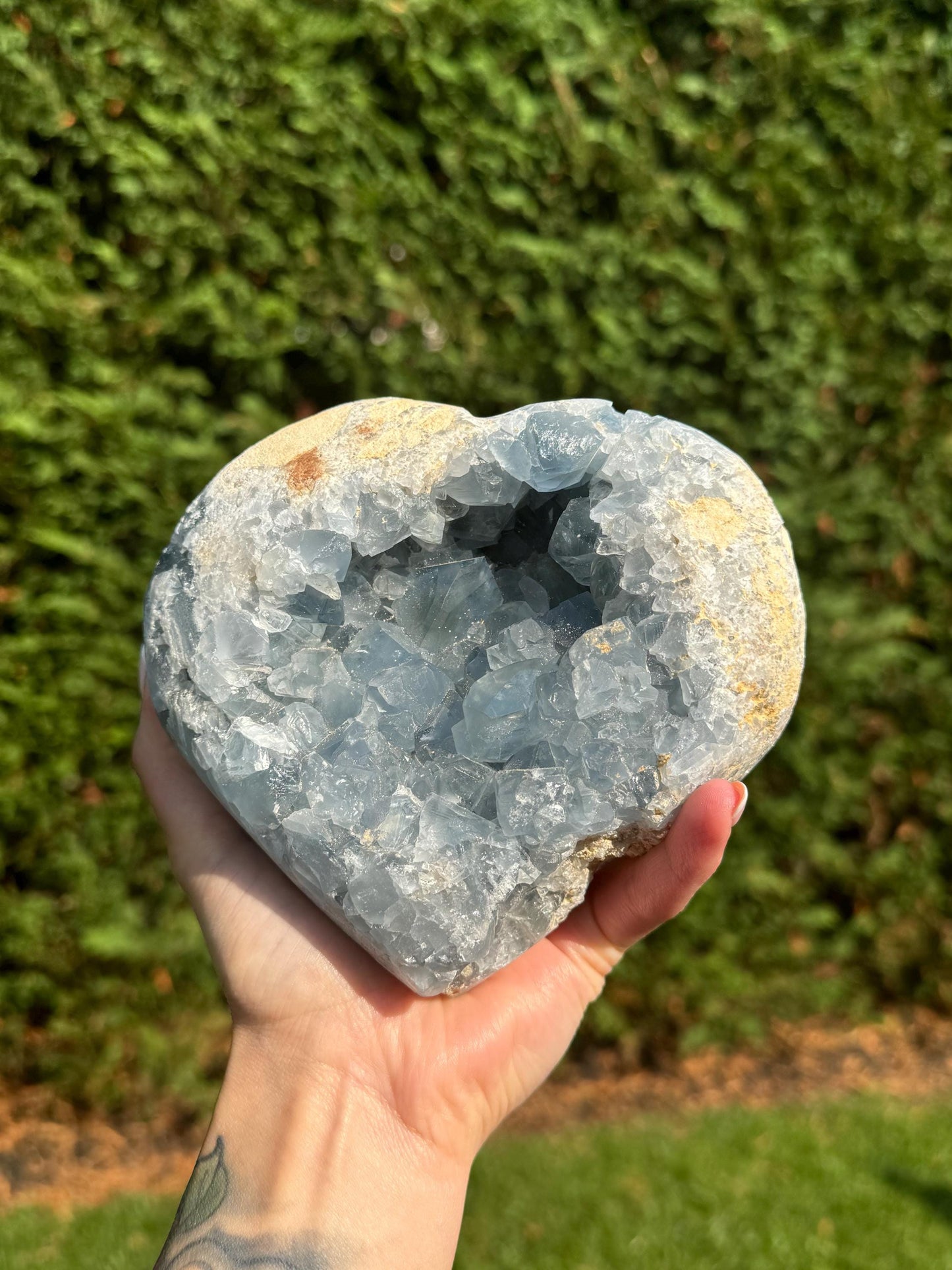 XL Blue Celestite Heart Carving (5.85lbs)