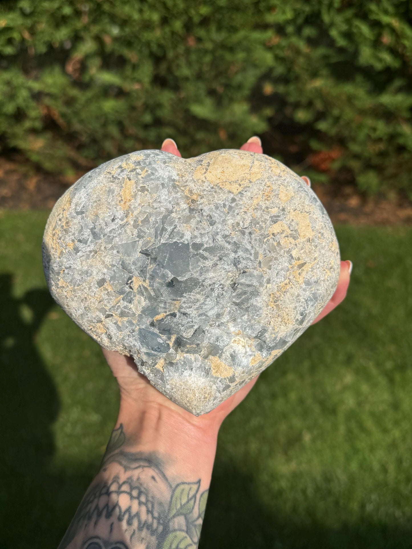 XL Blue Celestite Heart Carving (5.85lbs)