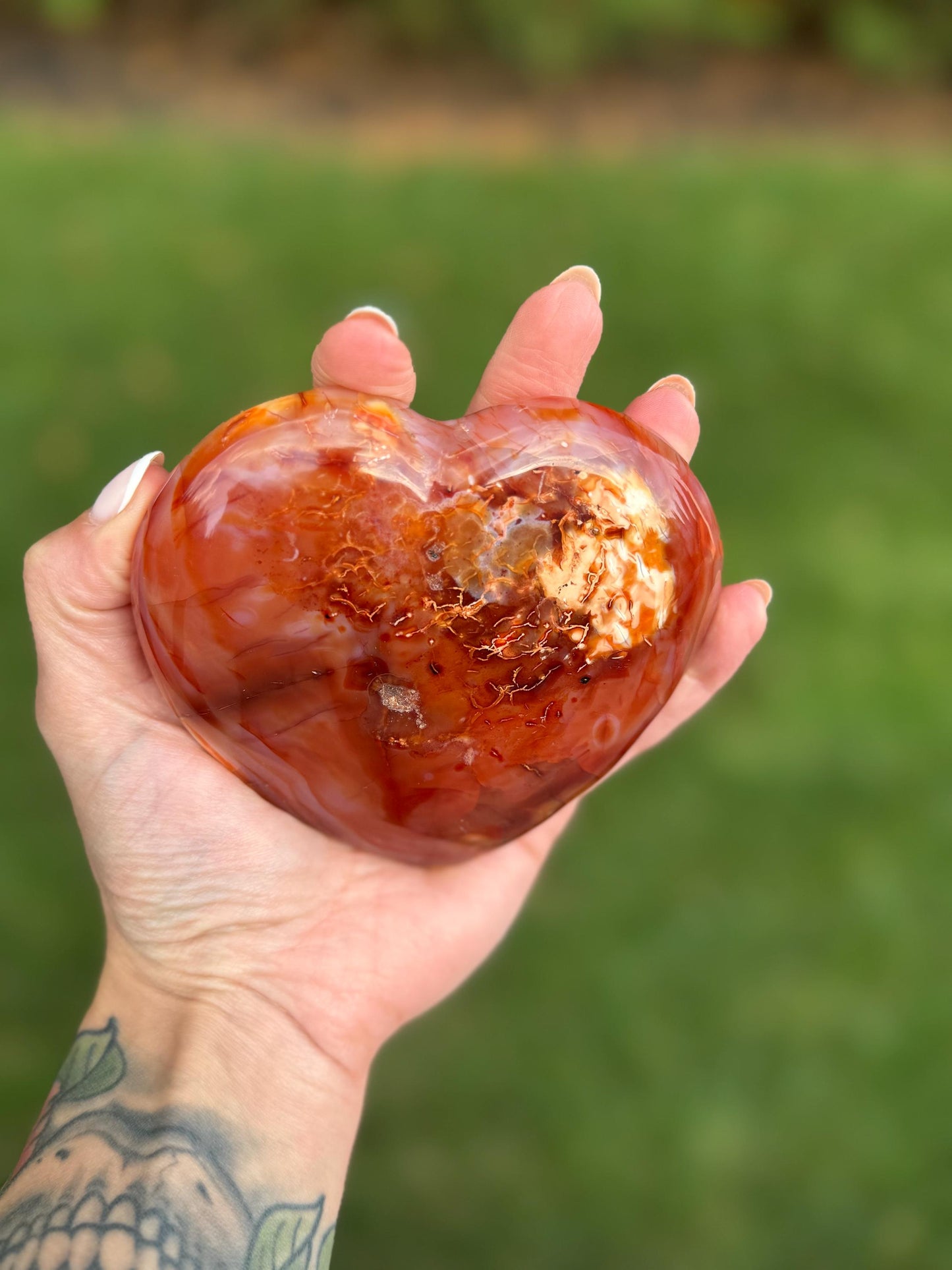Large Carnelian Heart Carving