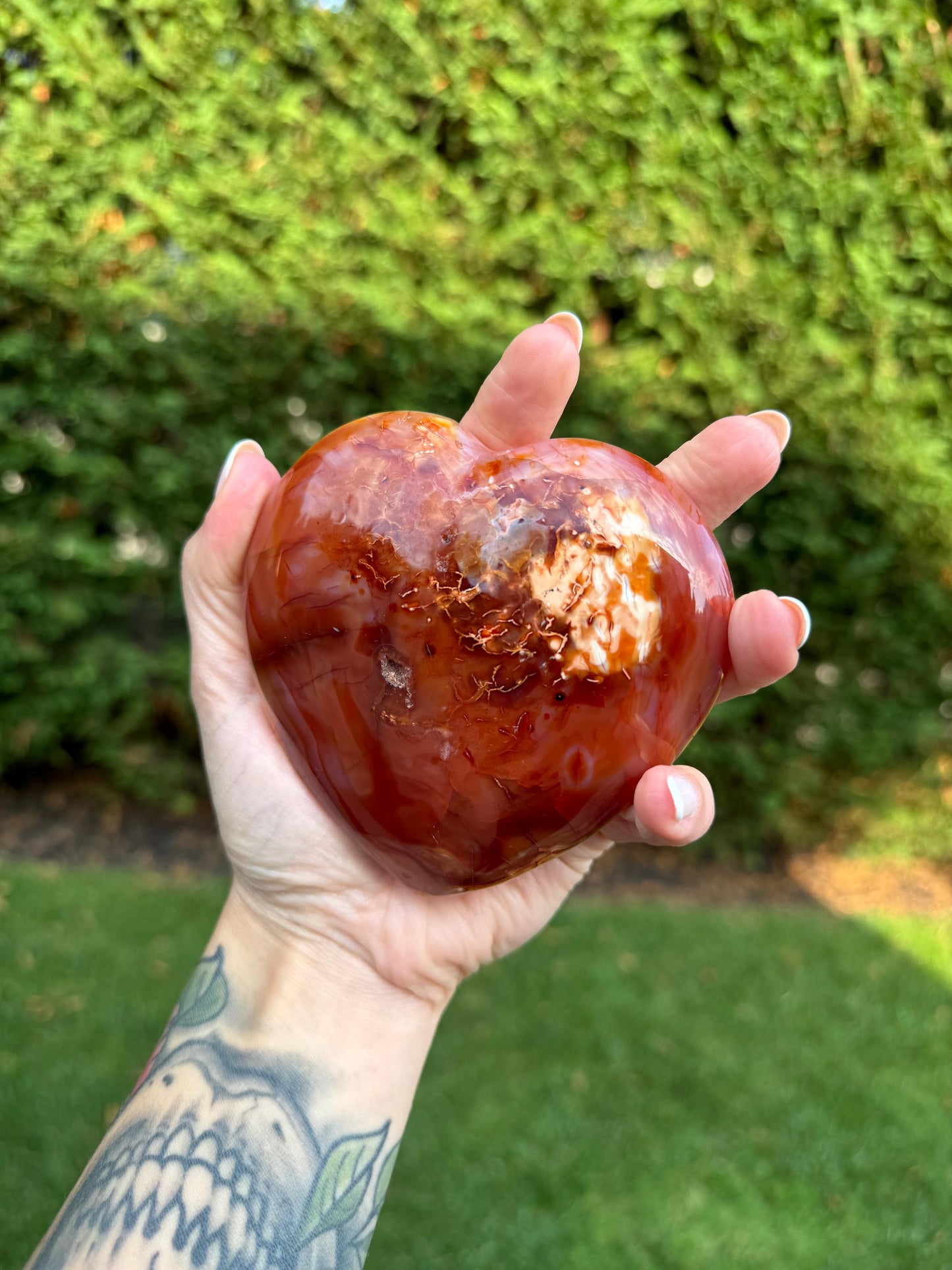 Large Carnelian Heart Carving