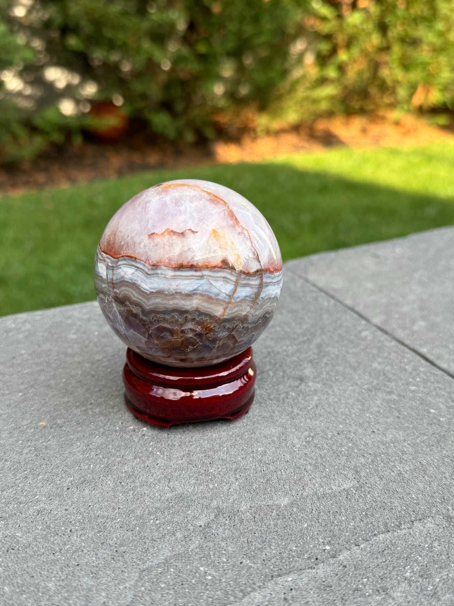 Amethyst & Mexican Crazy Lace Agate Sphere (69MM)