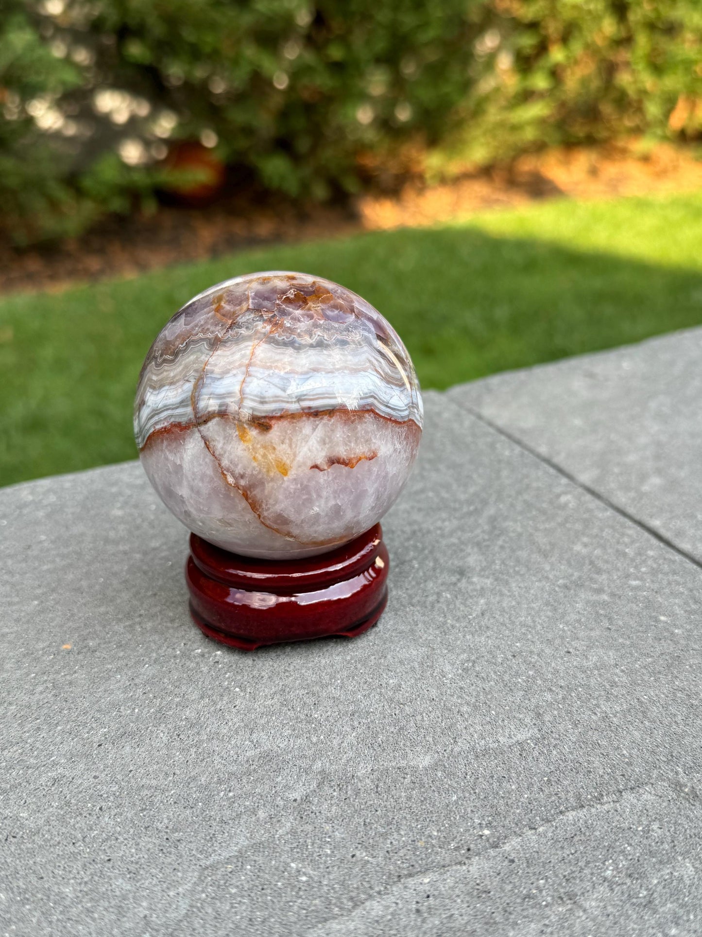 Amethyst & Mexican Crazy Lace Agate Sphere (69MM)