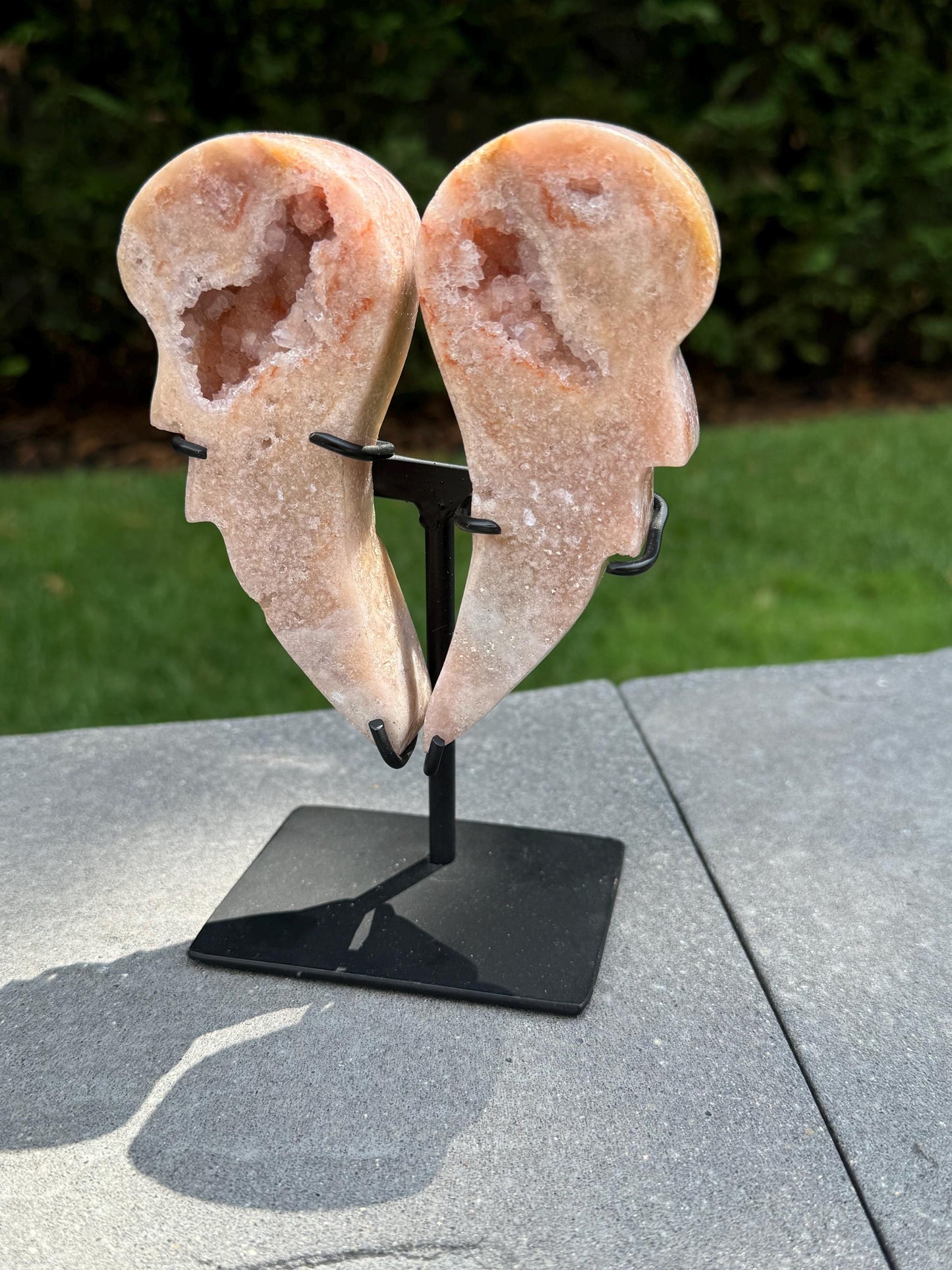 Druzy Pink Amethyst Wings on Stand