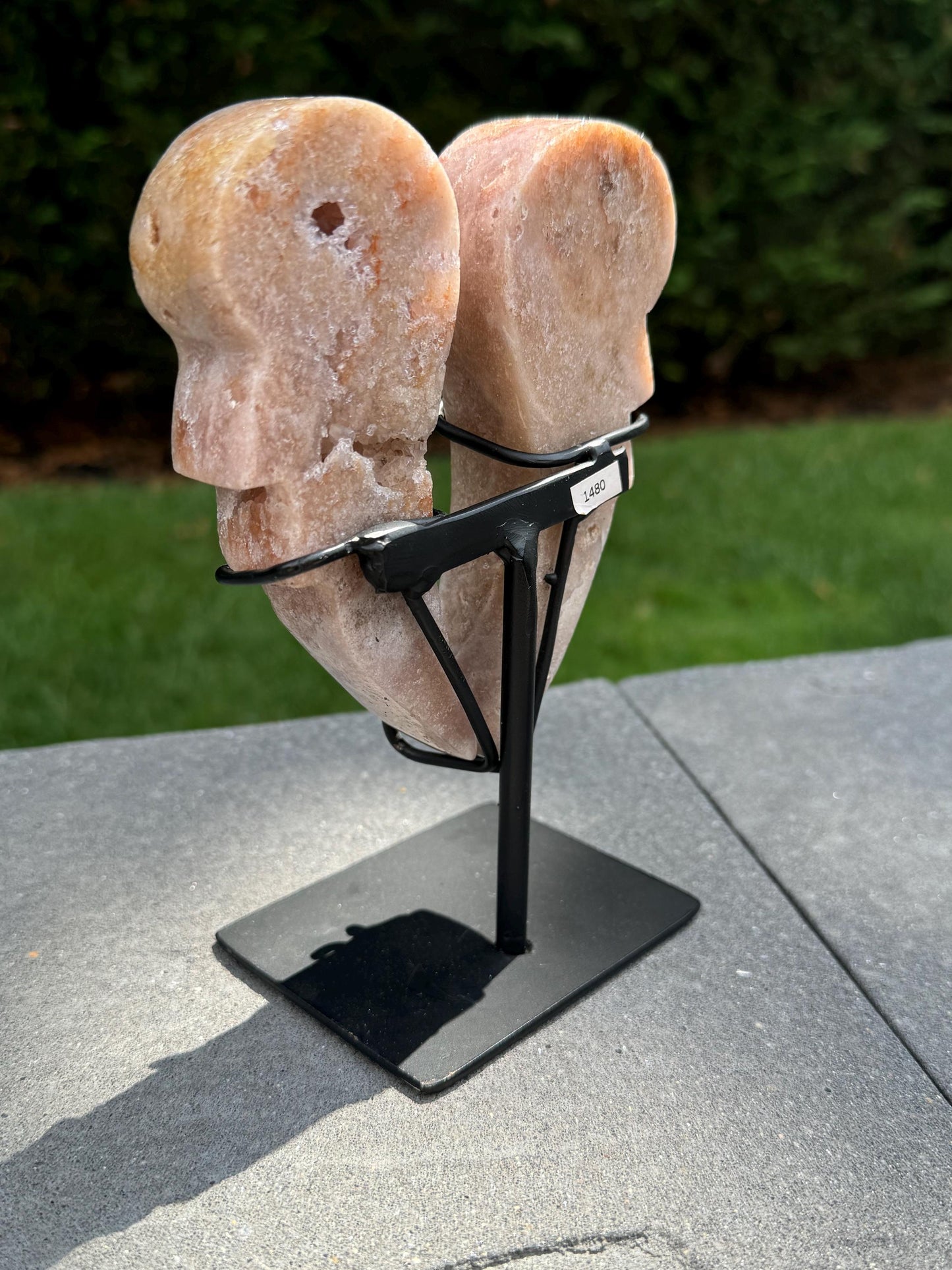 Druzy Pink Amethyst Wings on Stand