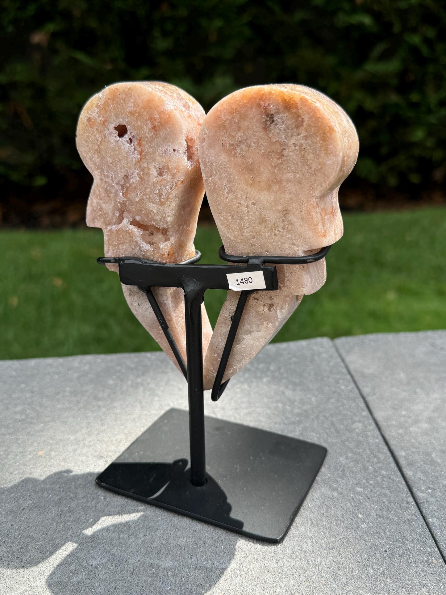 Druzy Pink Amethyst Wings on Stand