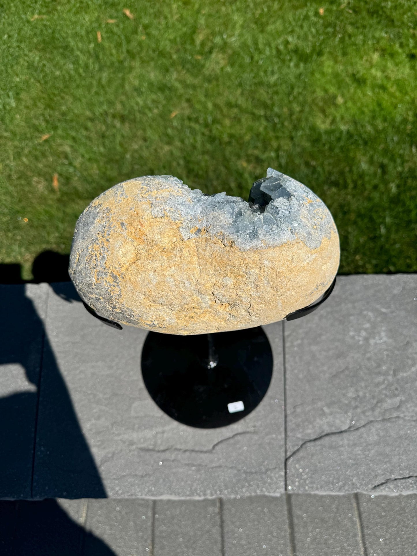 XL Blue Celestite Heart Carving on Stand (21lbs)