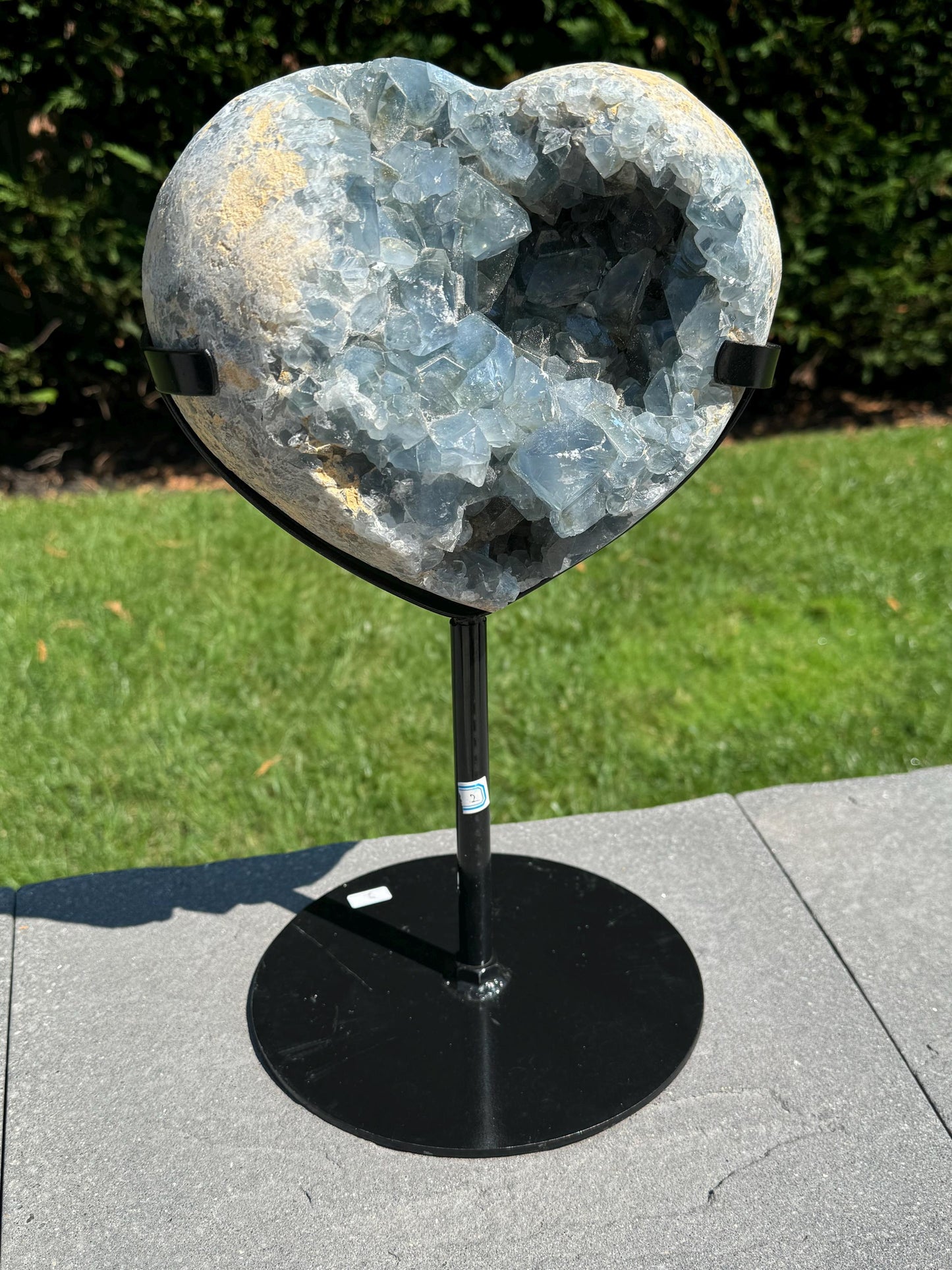 XL Blue Celestite Heart Carving on Stand (21lbs)