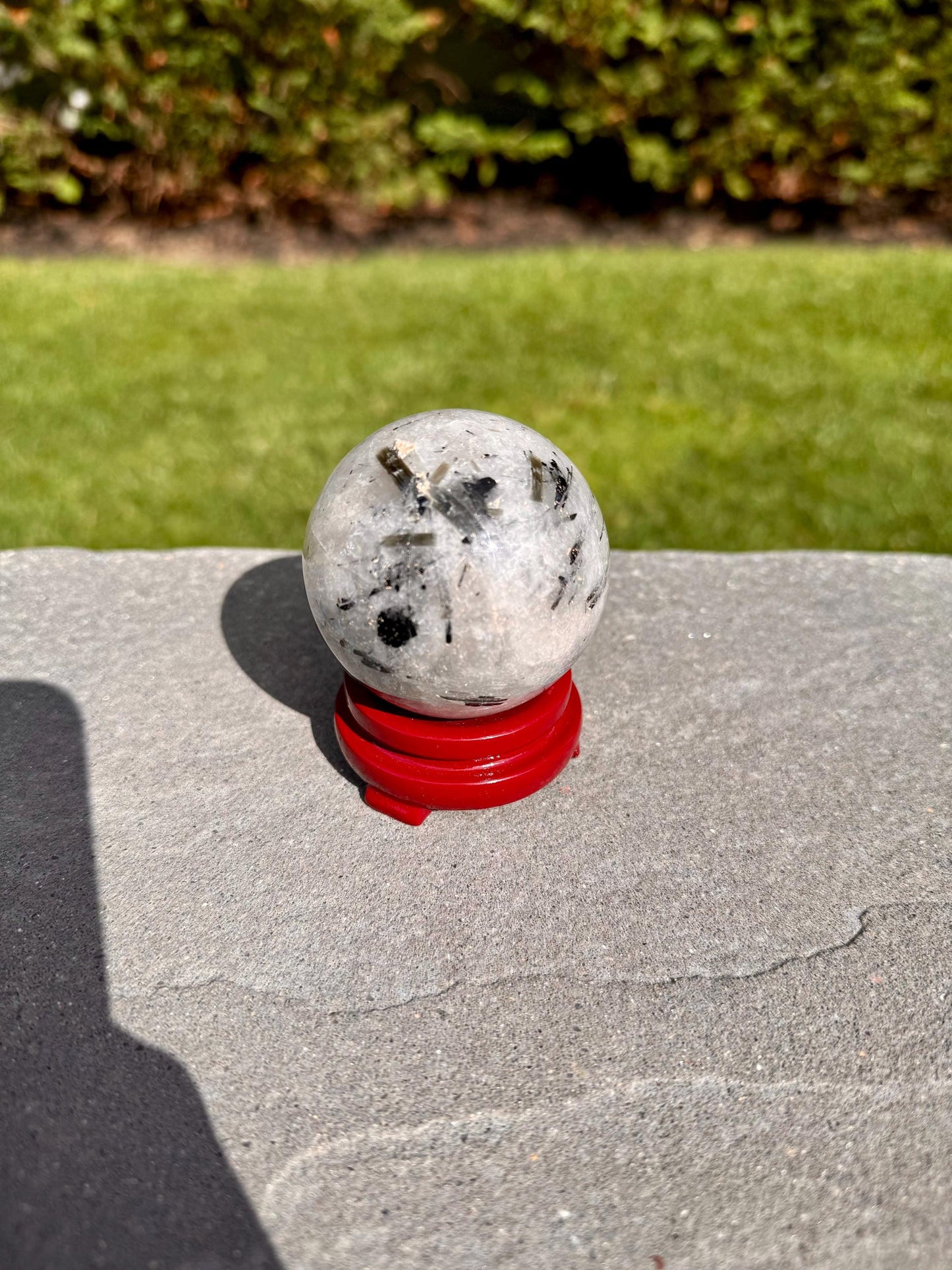 Tourmalated Quartz & Green Tourmaline Sphere (53MM)