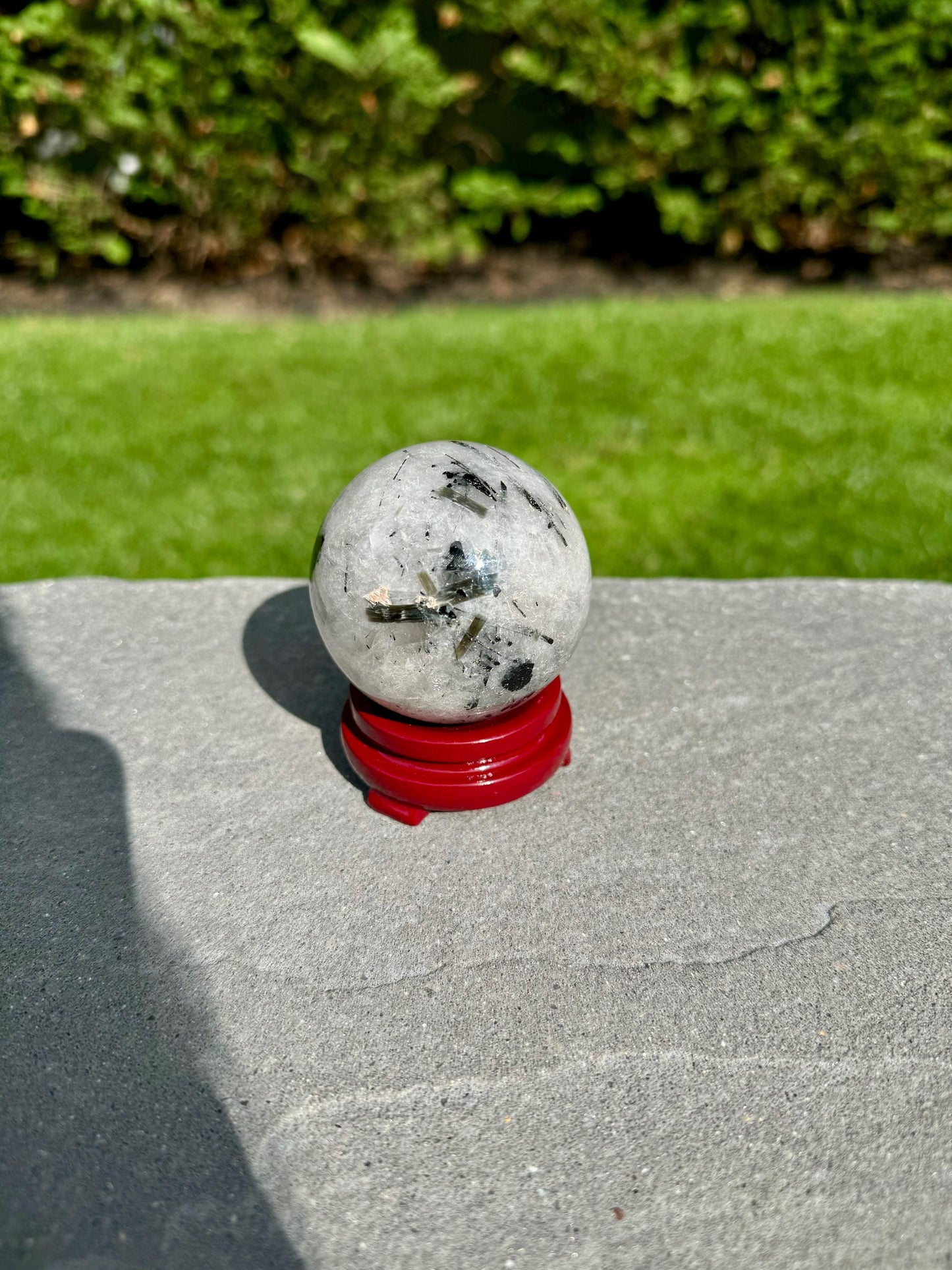 Tourmalated Quartz & Green Tourmaline Sphere (53MM)