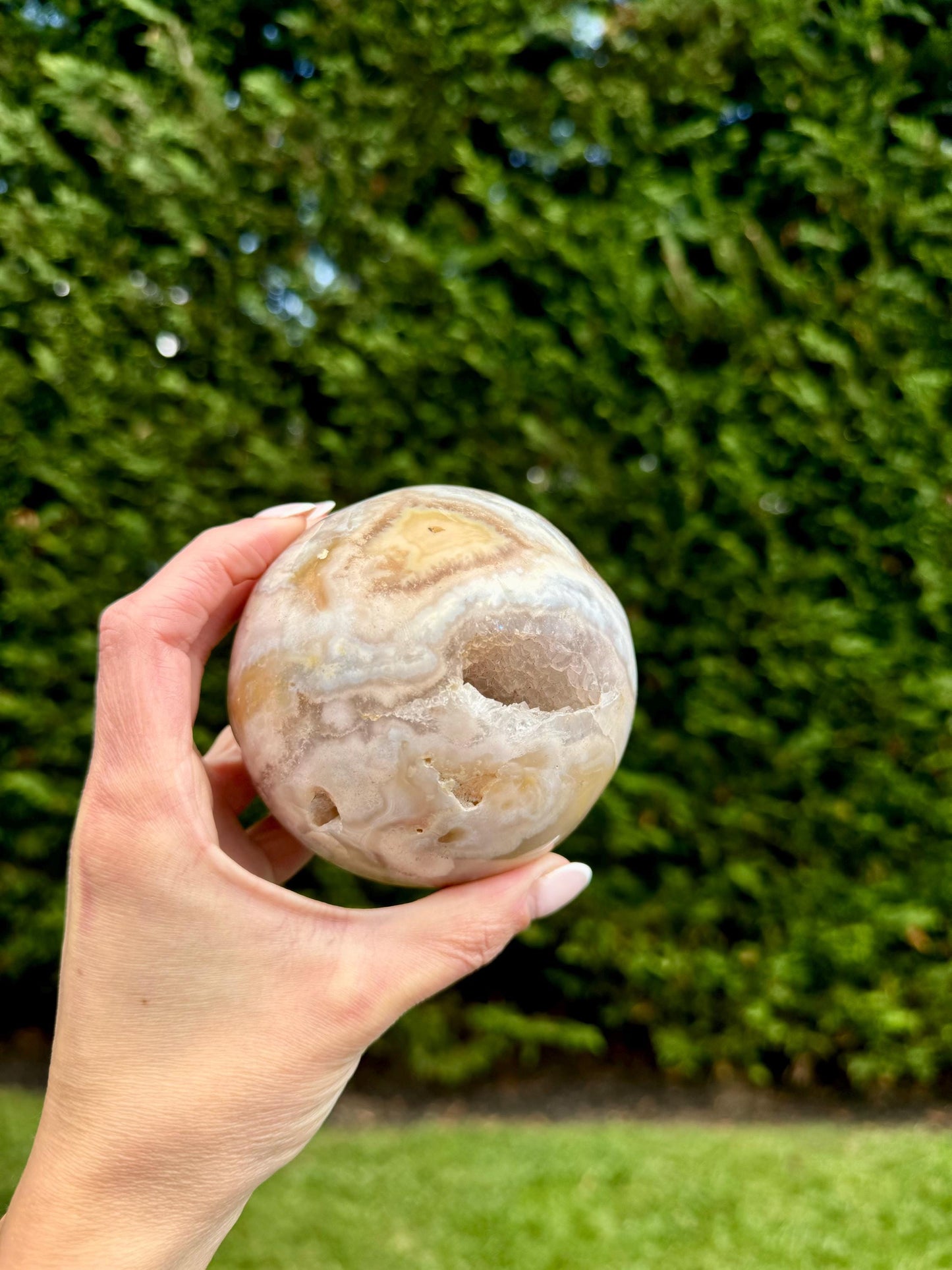 Druzy Flower Agate Sphere (83MM)