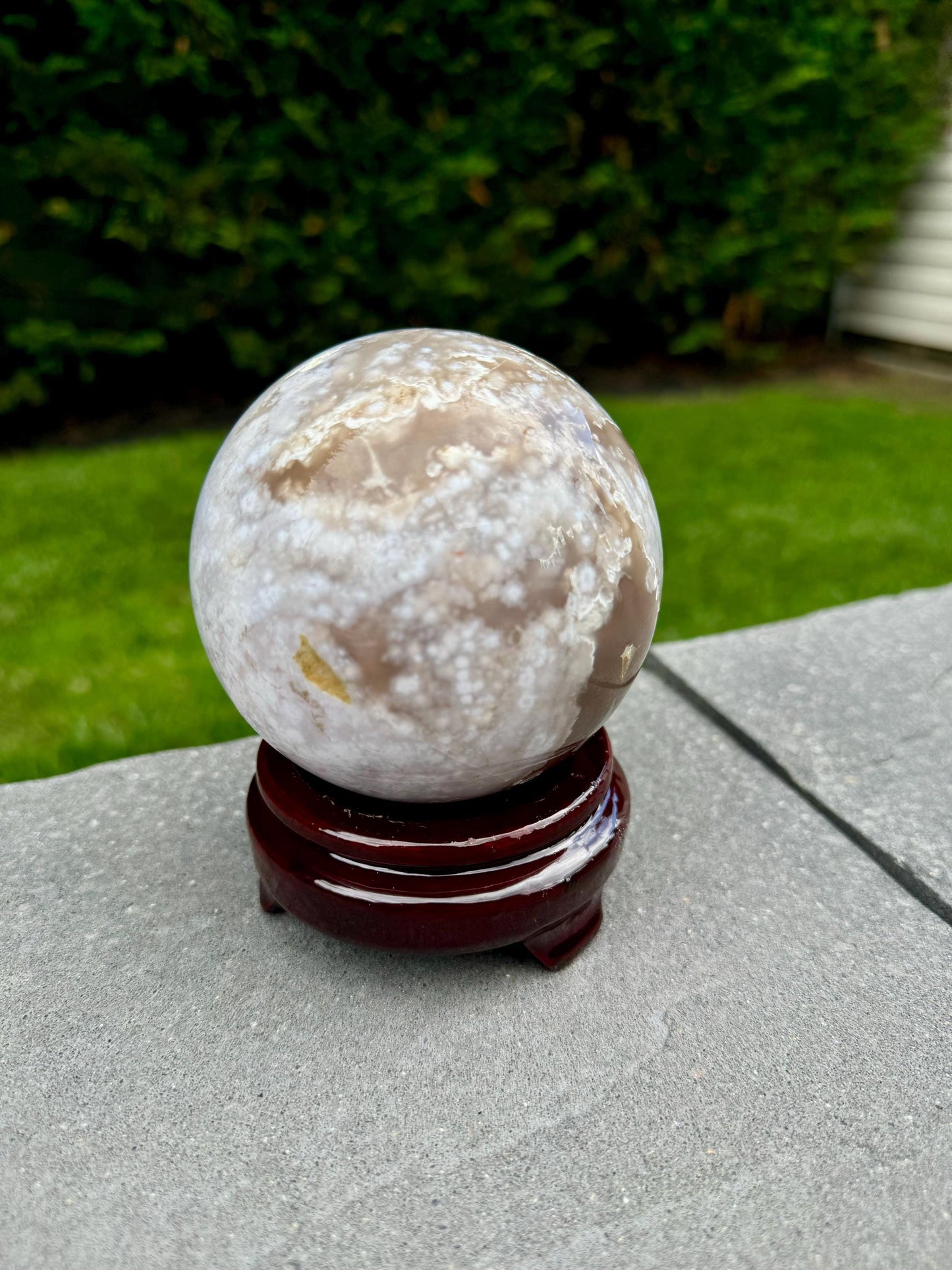 Pink & Purple Amethyst Sphere w/ Carnelian & Green Flower Agate (87MM)