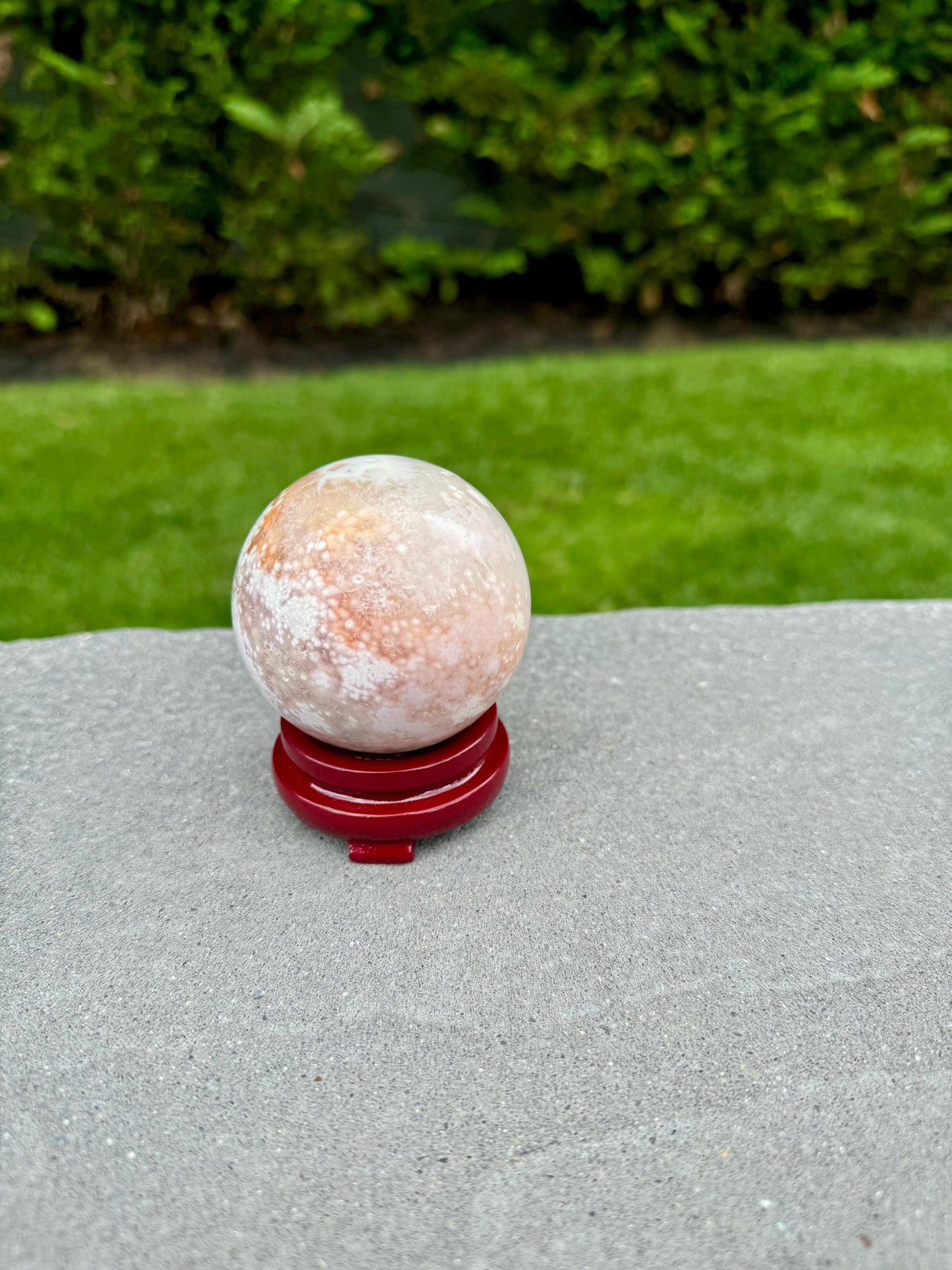 Pink Amethyst & Pyrite Sphere w/ Cherry Blossom Flower Agate (57MM)