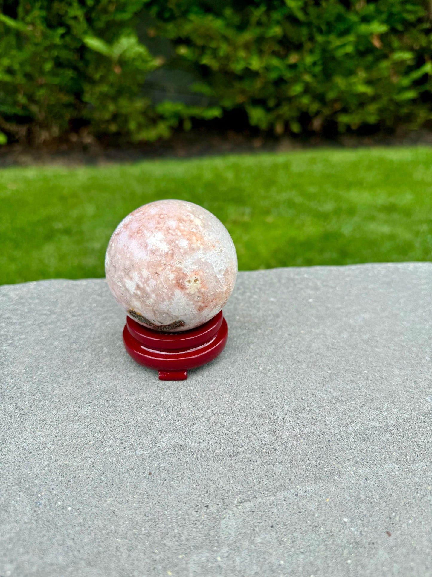 Pink Amethyst & Pyrite Sphere w/ Cherry Blossom Flower Agate (57MM)