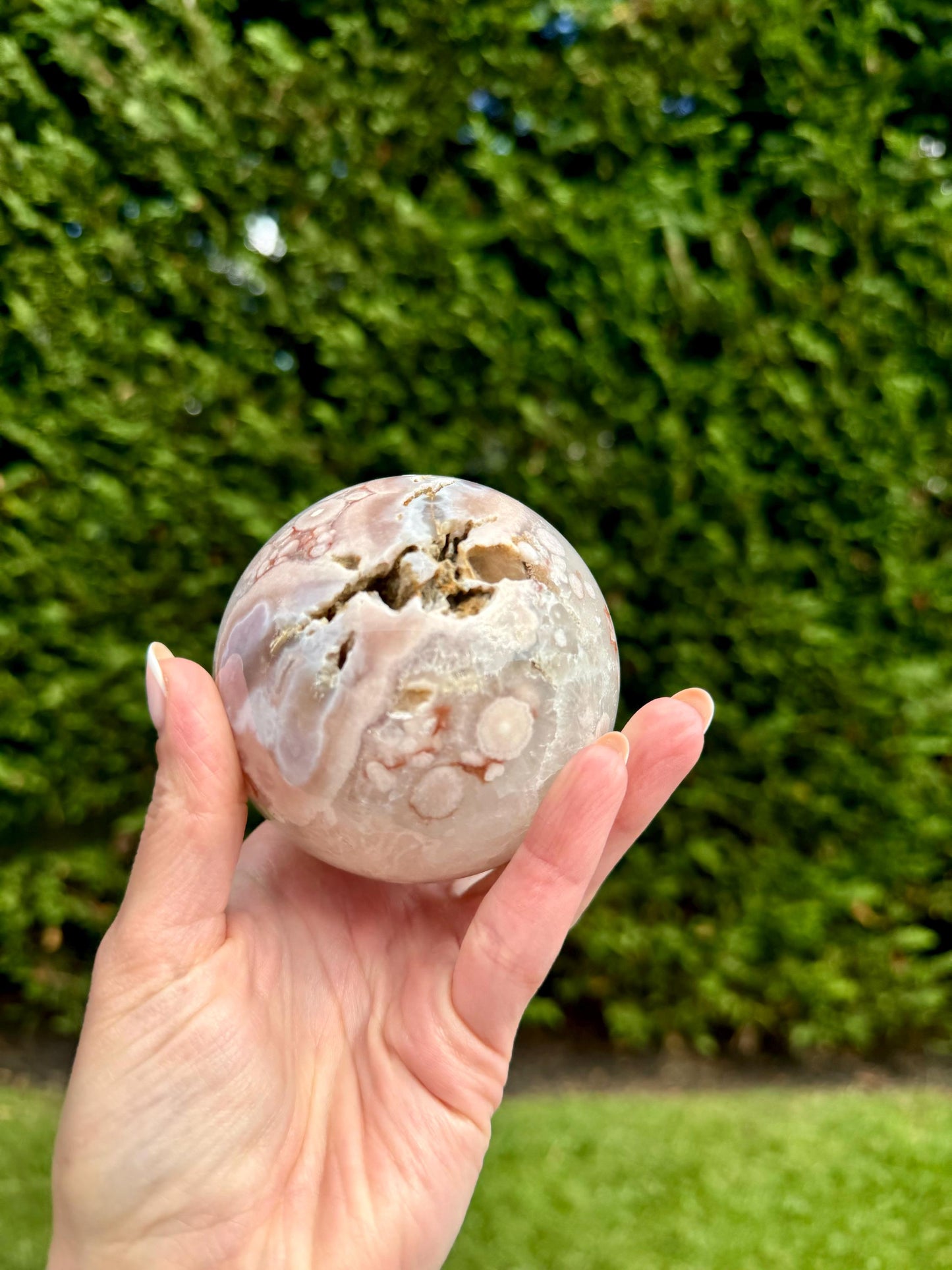 Druzy Flower Agate Quartz Sphere (74MM)