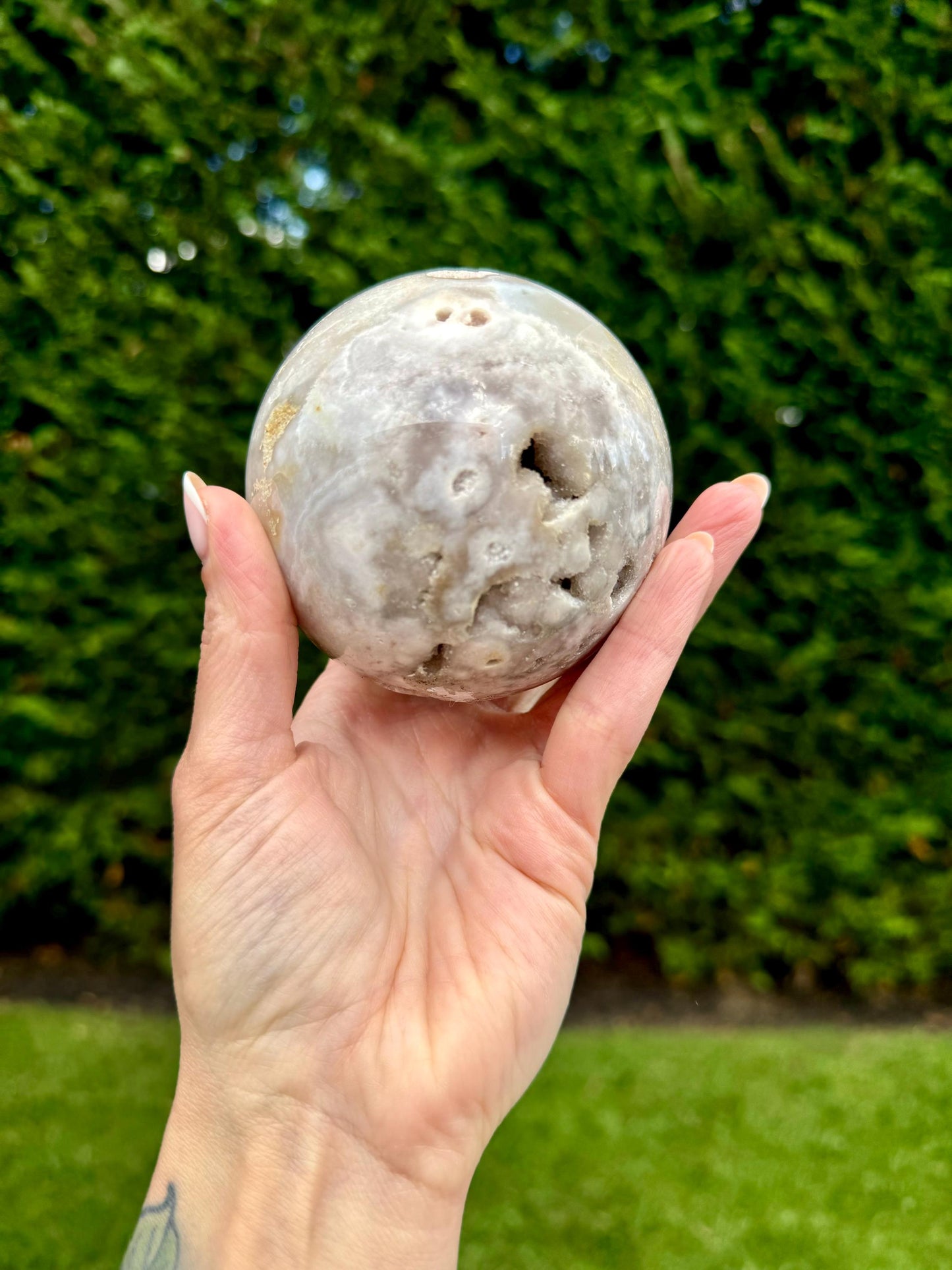 Druzy Flower Agate Sphere (77MM)