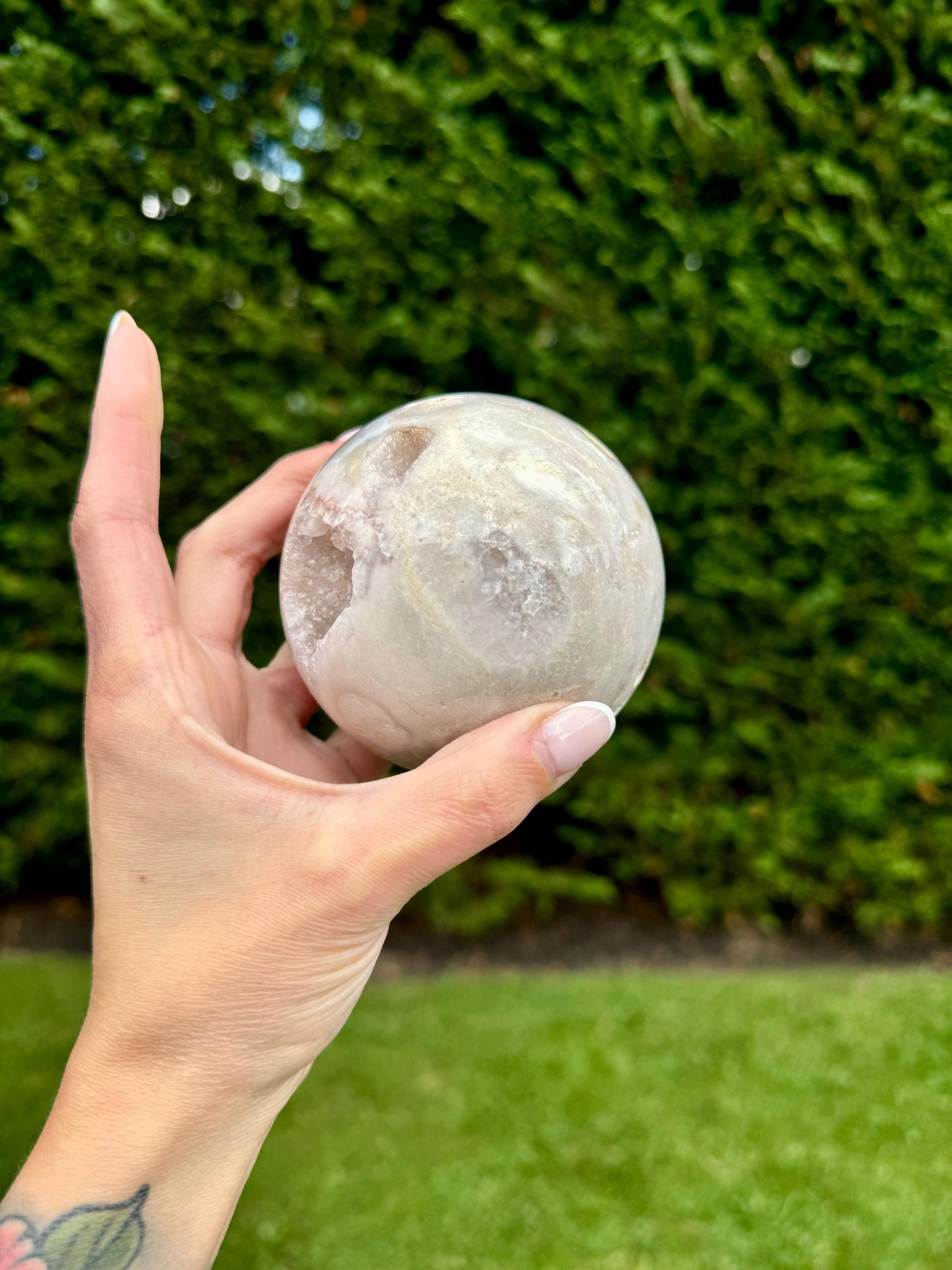 Druzy Flower Agate Sphere (77MM)