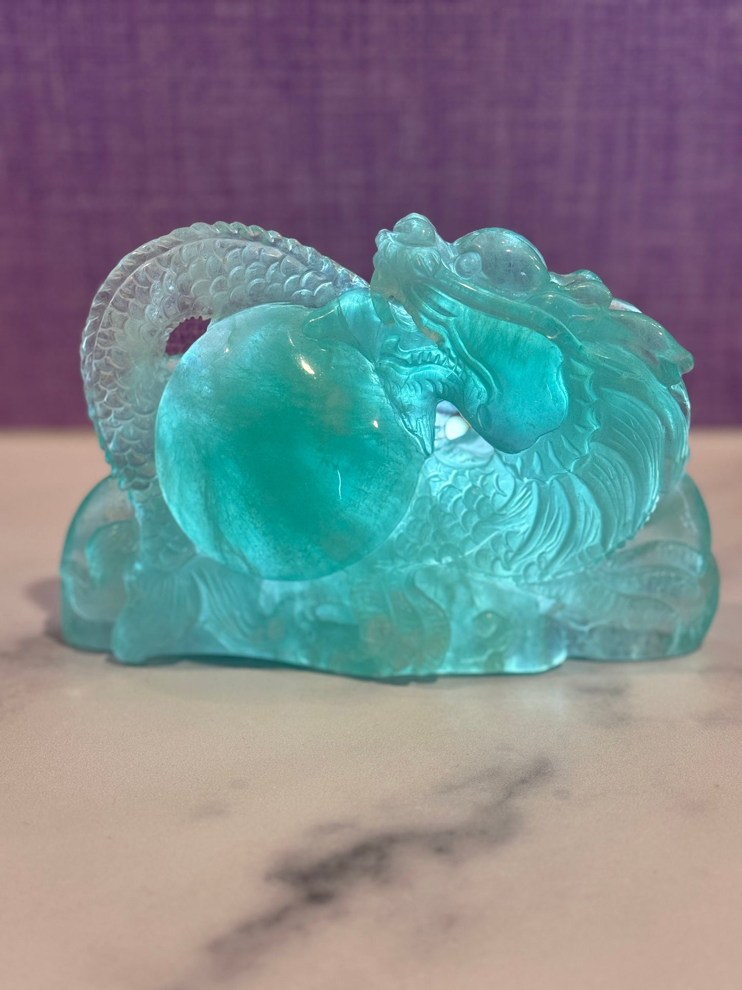 XL Baja Blast Green Fluorite Dragon Carving (2.7lbs)