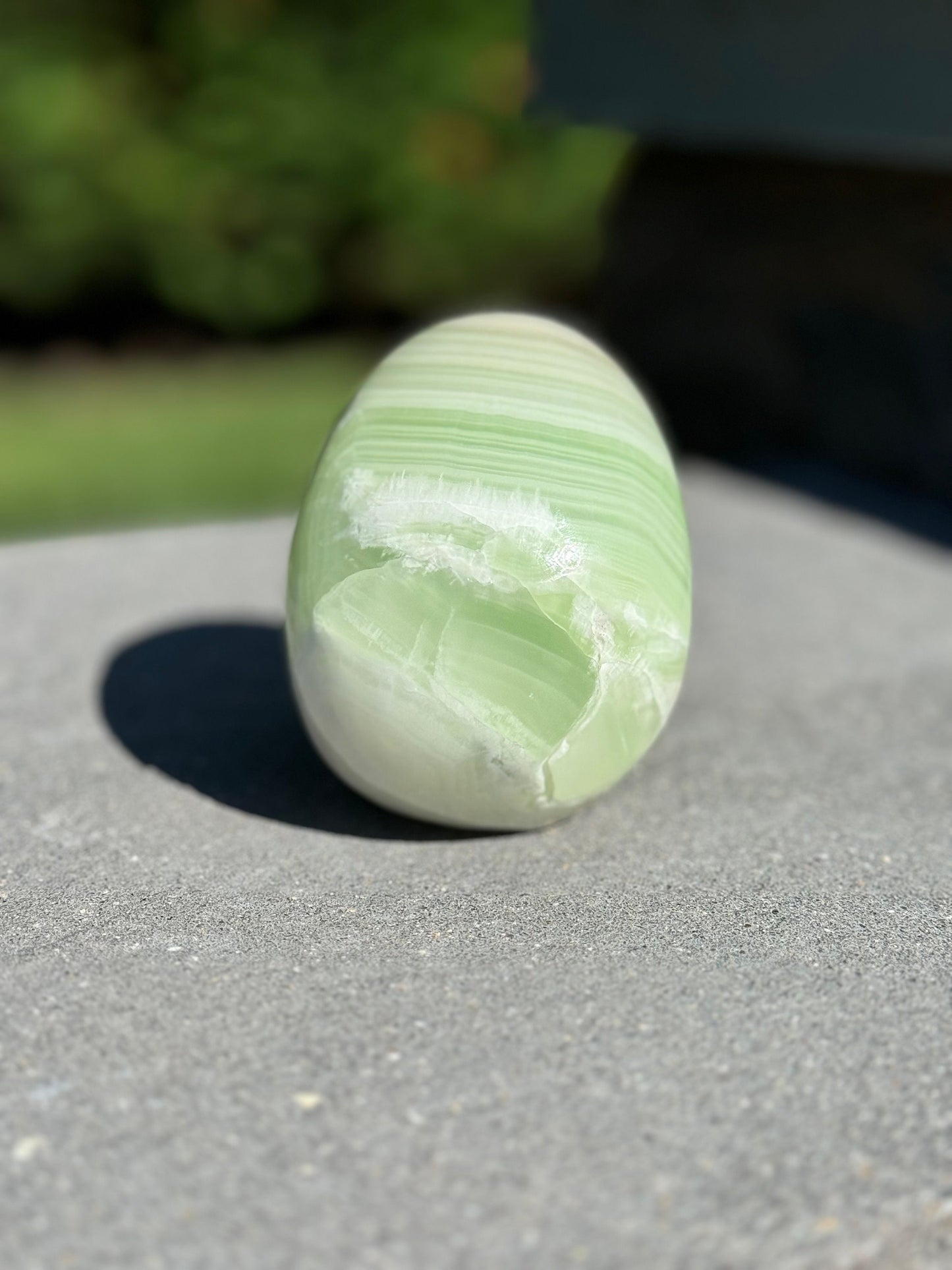 Banded Green Calcite Skull Carving (4.25")
