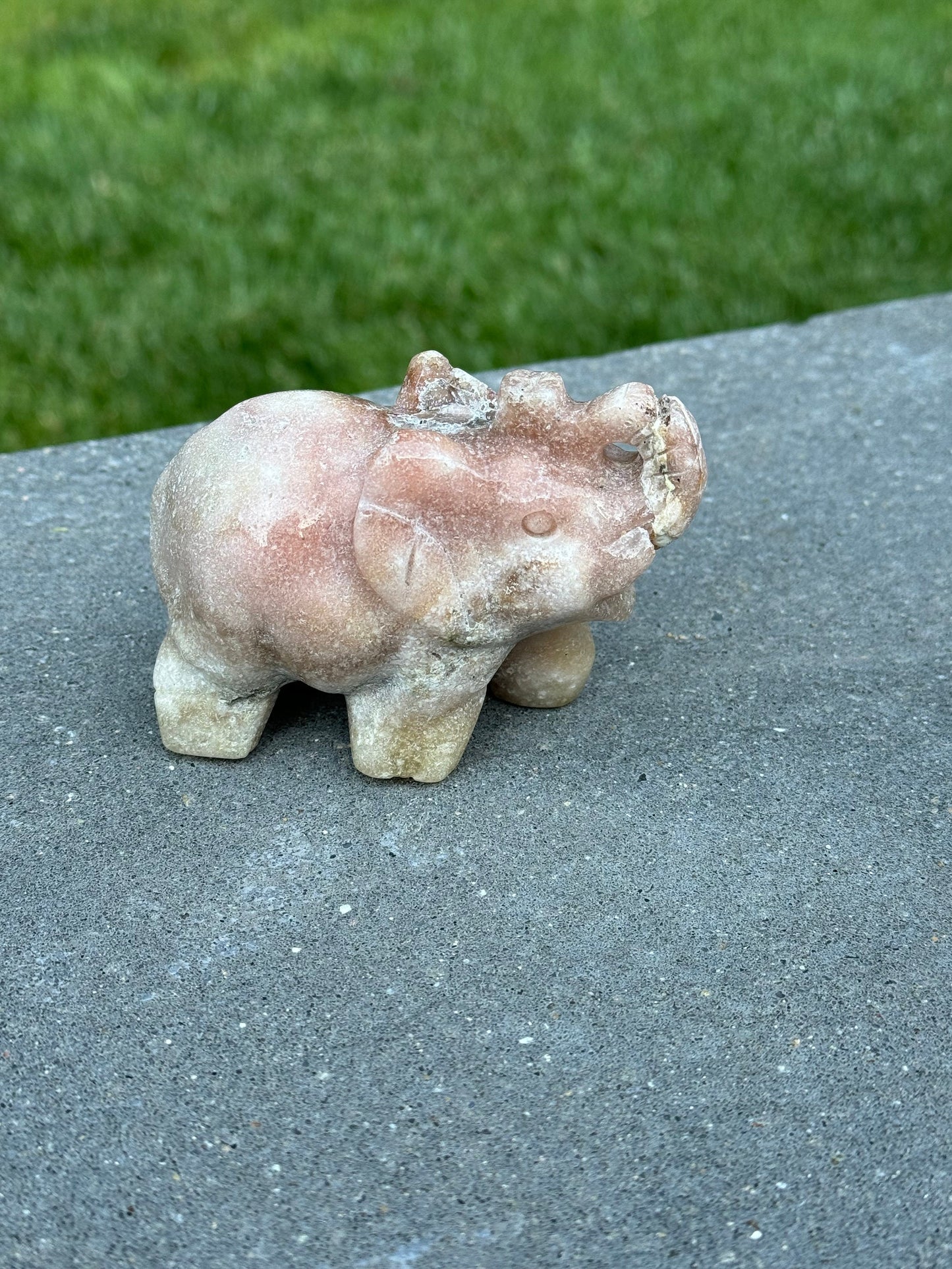 Druzy Pink Amethyst Elephant Carving