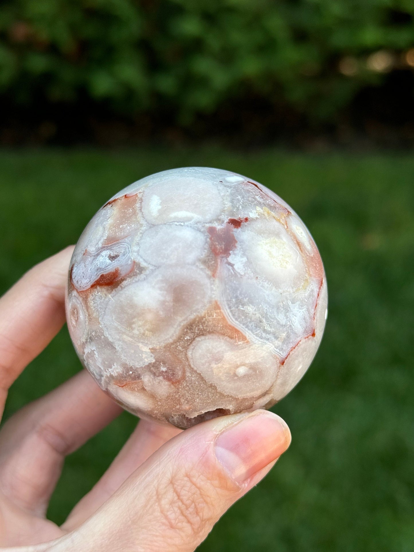 Druzy Carnelian Flower Agate Sphere (58MM)