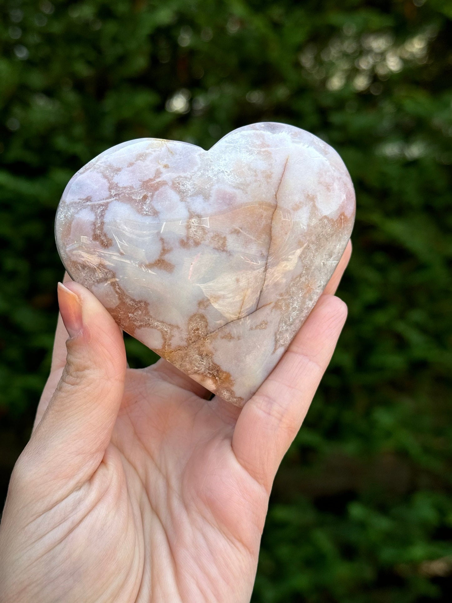 Druzy Carnelian & Flower Agate Heart Carving