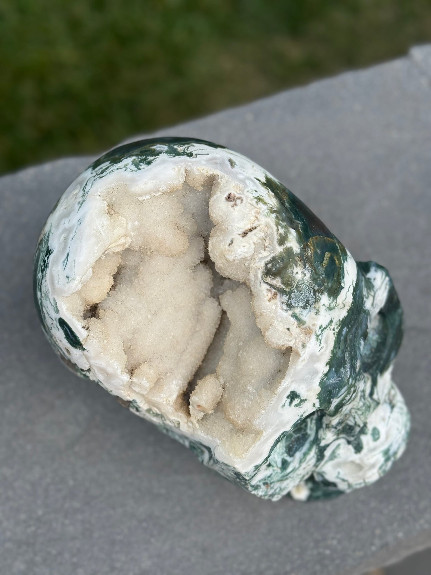 XL Red Moss Agate Hi-Def Skull Carving (17.5lbs)