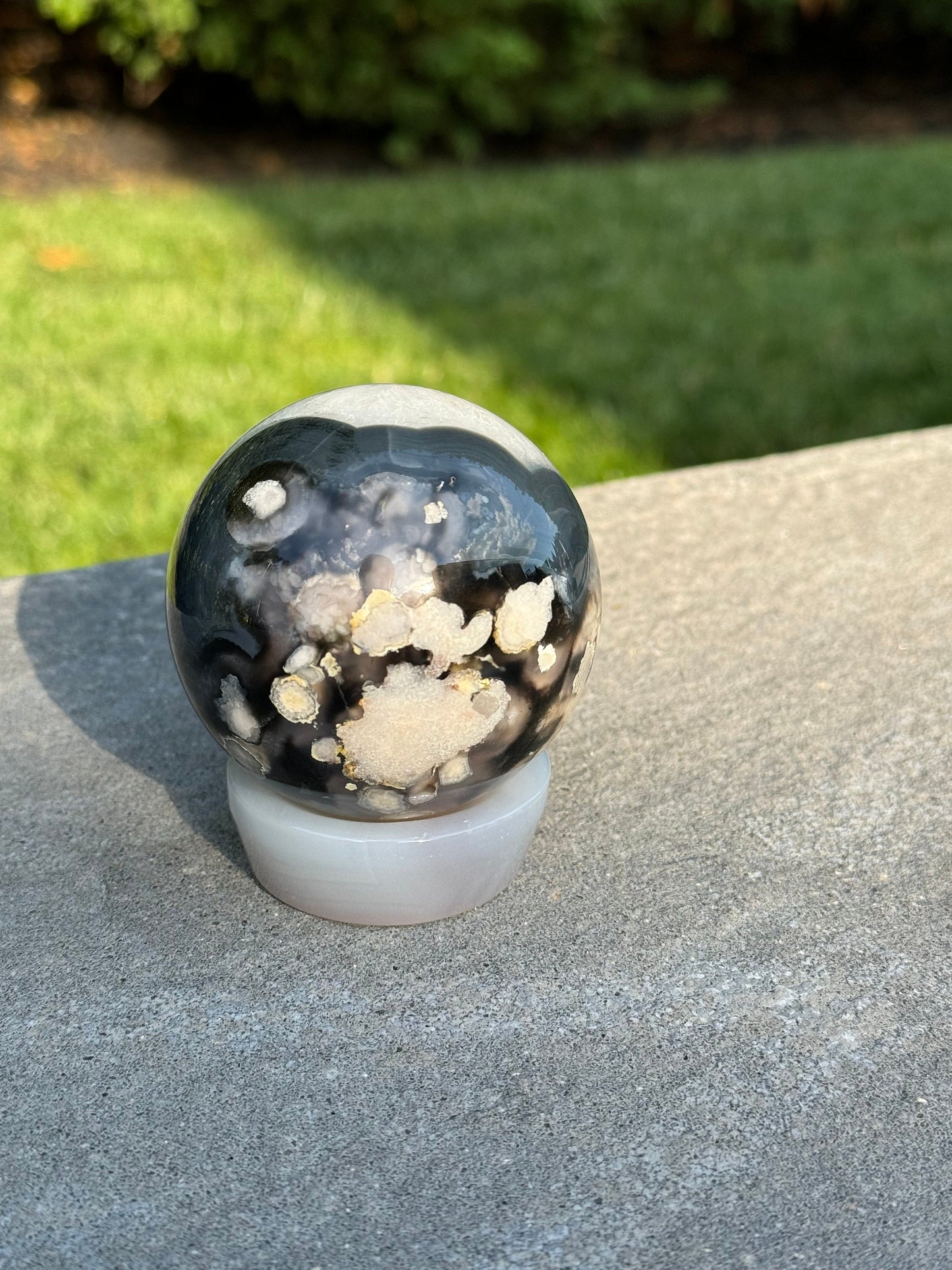 Black Flower Agate Sphere (65MM)