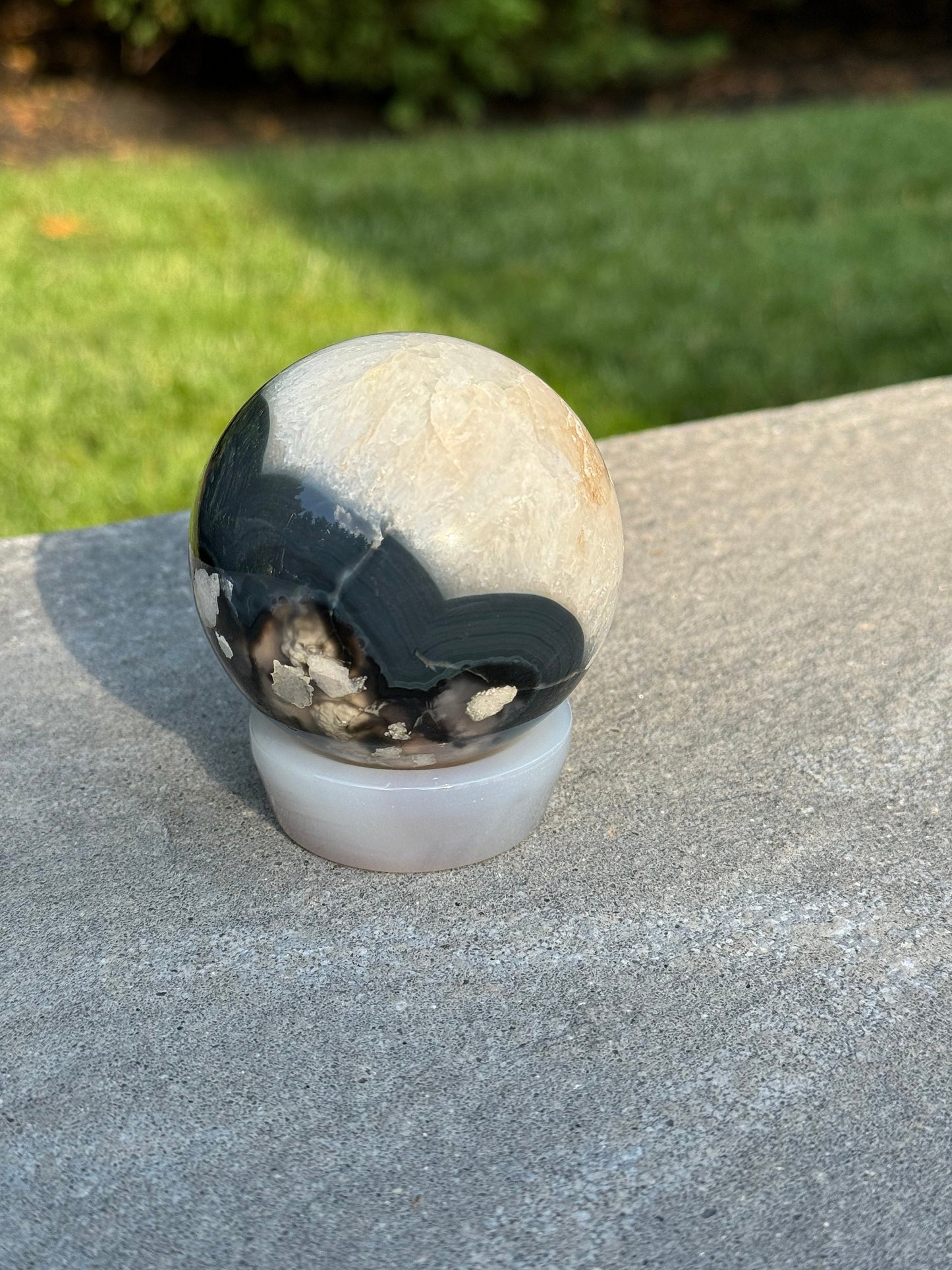 Black Flower Agate Sphere (65MM)