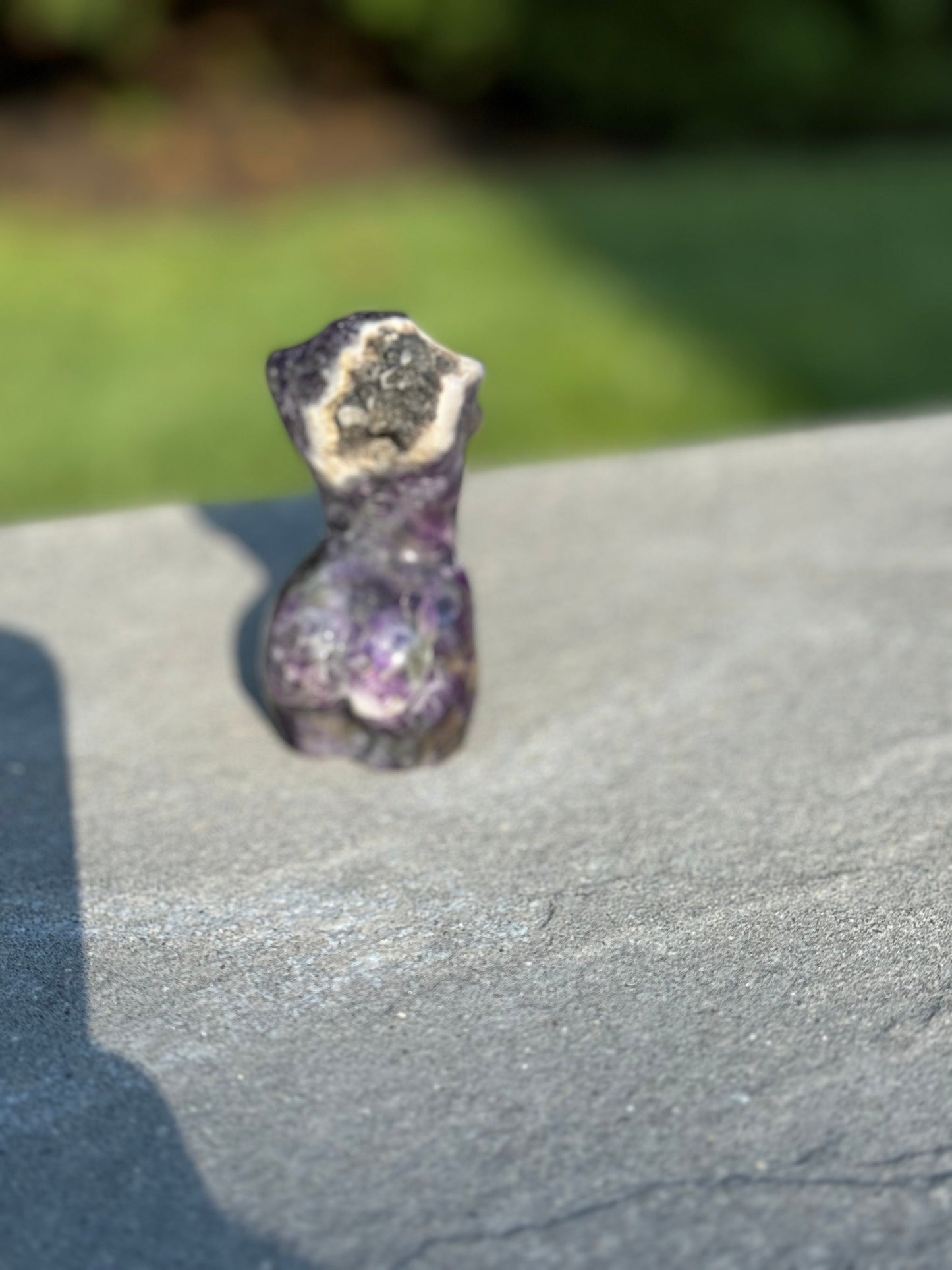 Chevron Amethyst Goddess Body Carving