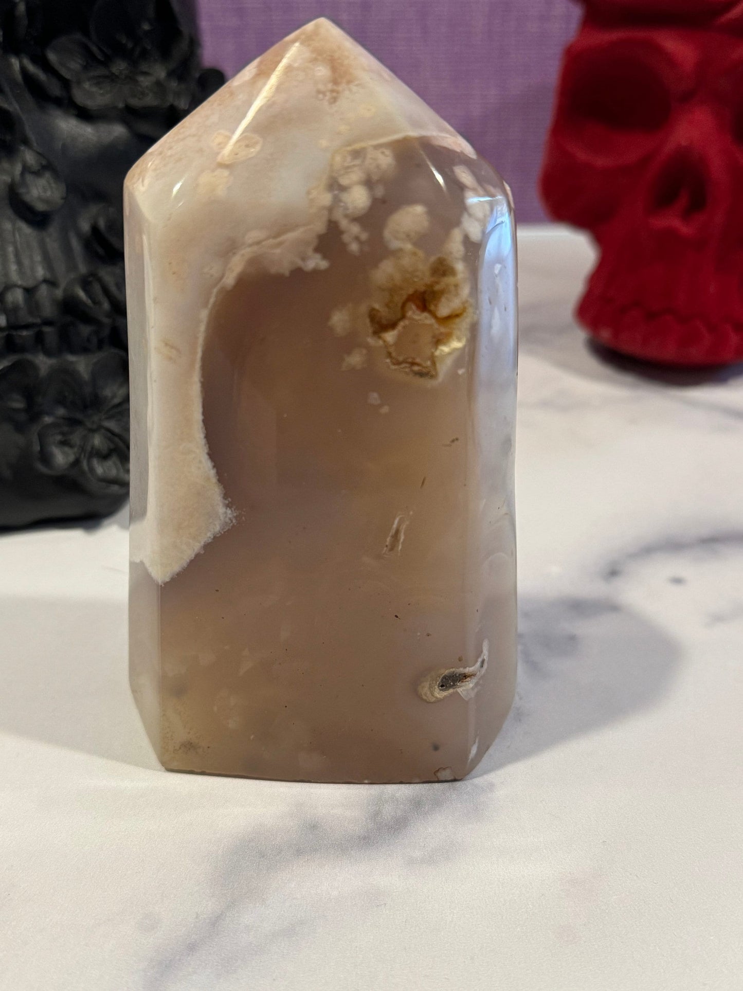 Brazilian Druzy Pink Amethyst & Flower Agate Tower