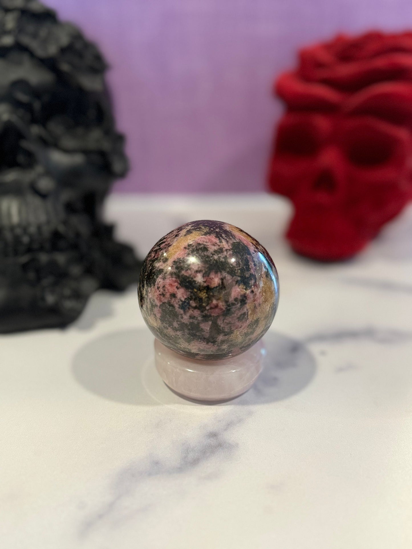 Madagascar Sunset Rhodonite Sphere (63MM)