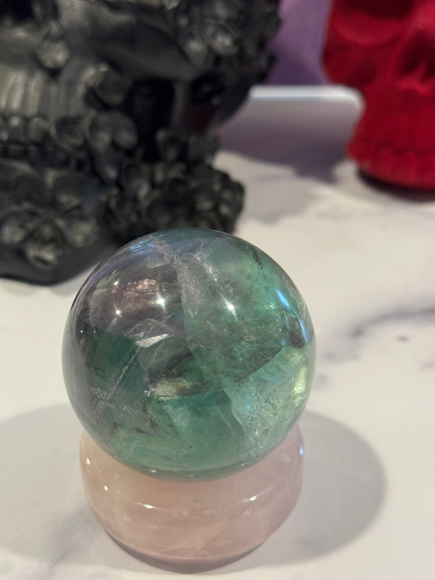 Green & Purple Fluorite Sphere (56MM)