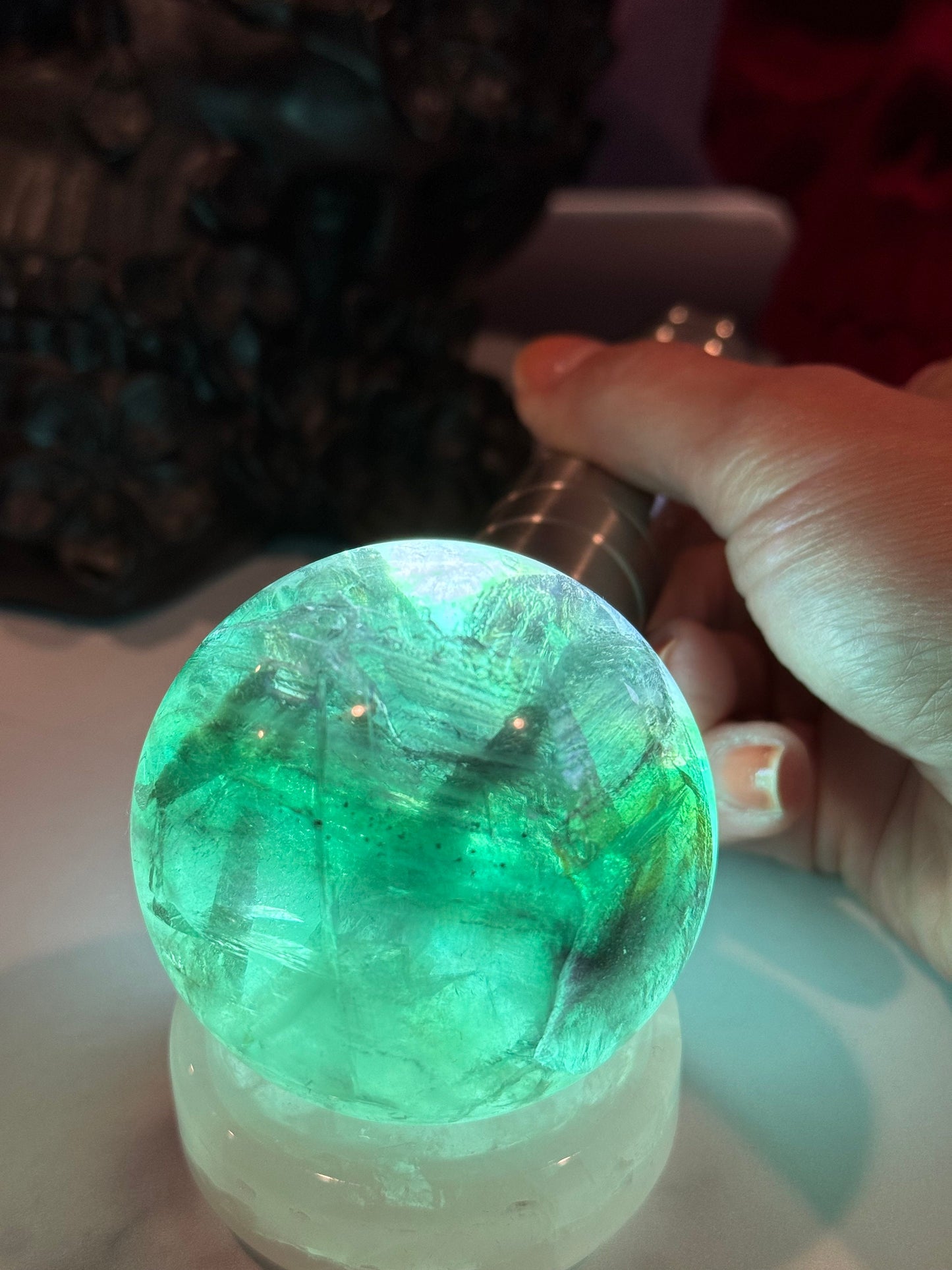 Green & Purple Fluorite Sphere (56MM)