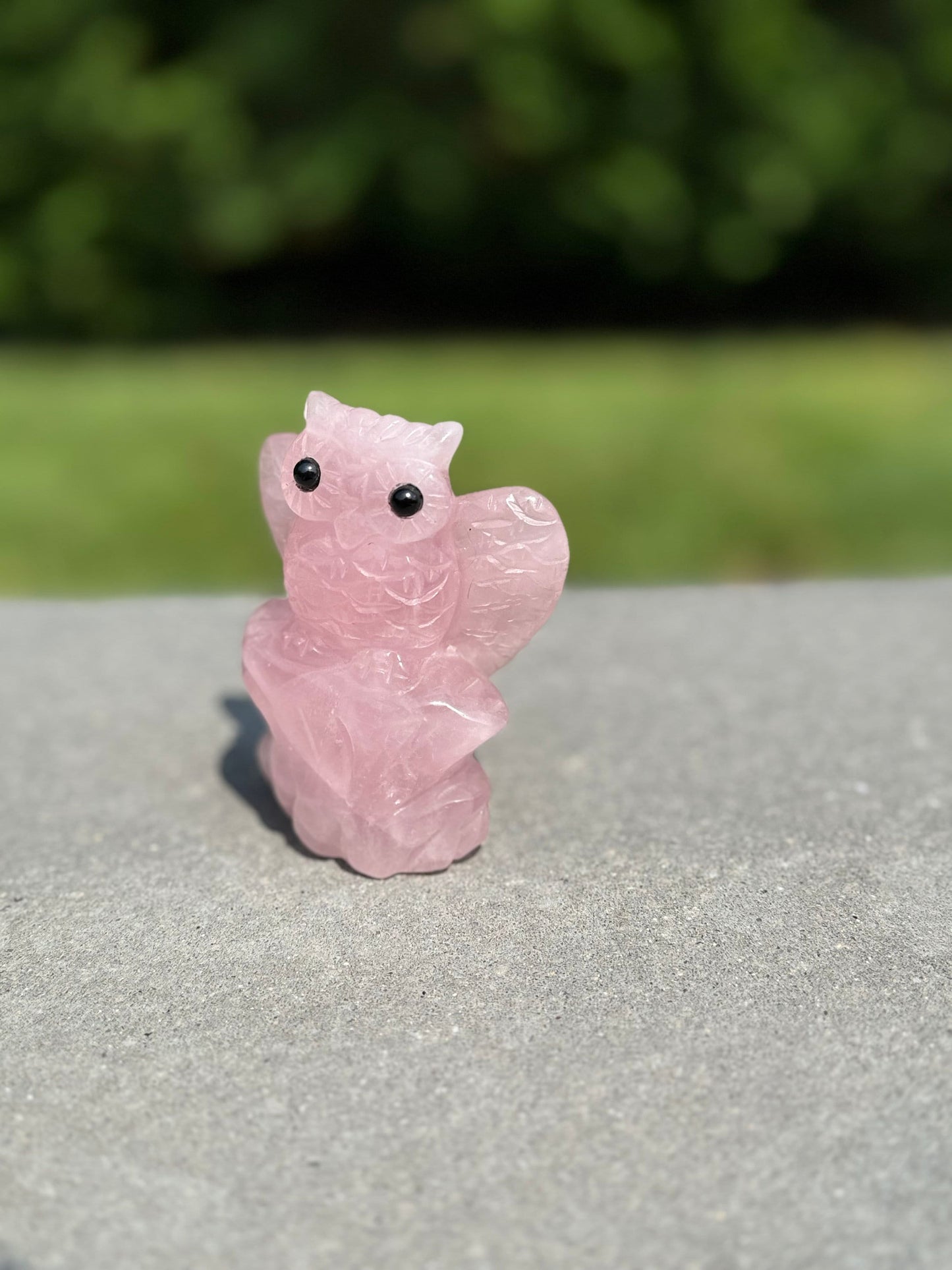 Rose Quartz Owl Carving