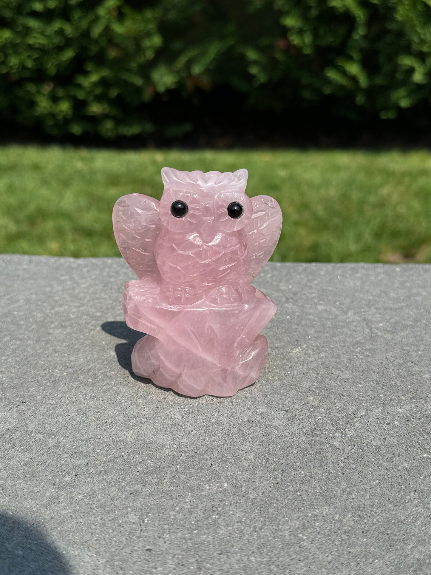 Rose Quartz Owl Carving