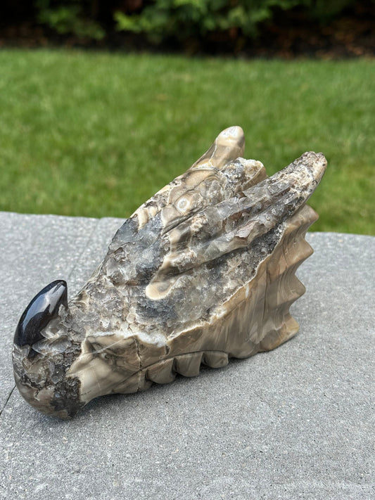 Volcano Agate Dragon Head Carving