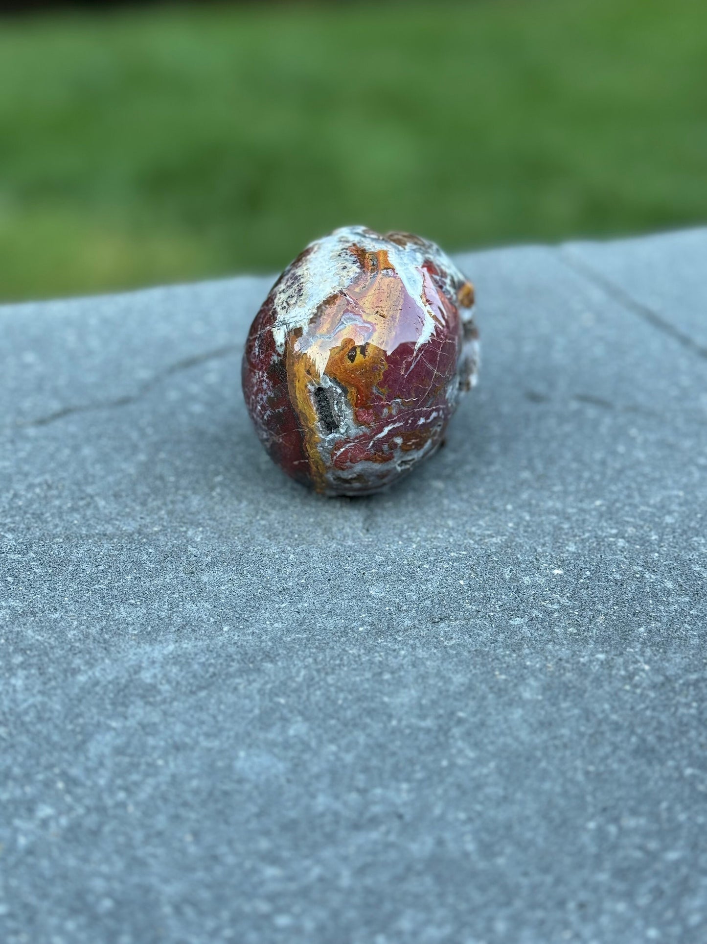 Mexican Crazy Lace Agate Skull Carving