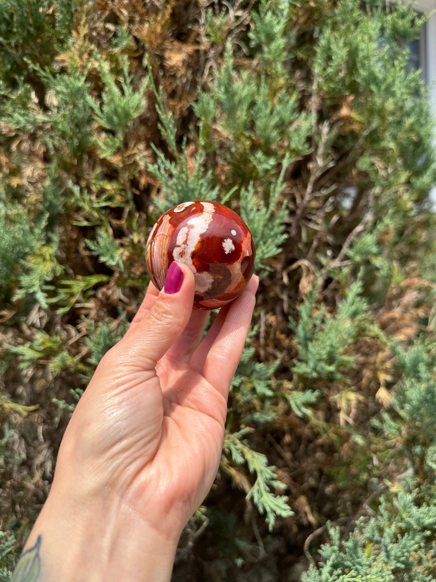 Carnelian & Flower Agate Sphere (59MM)