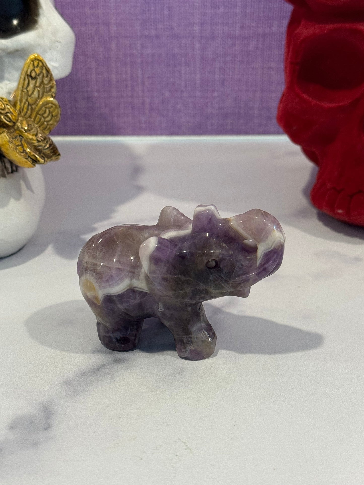 Chevron Amethyst Elephant Carving