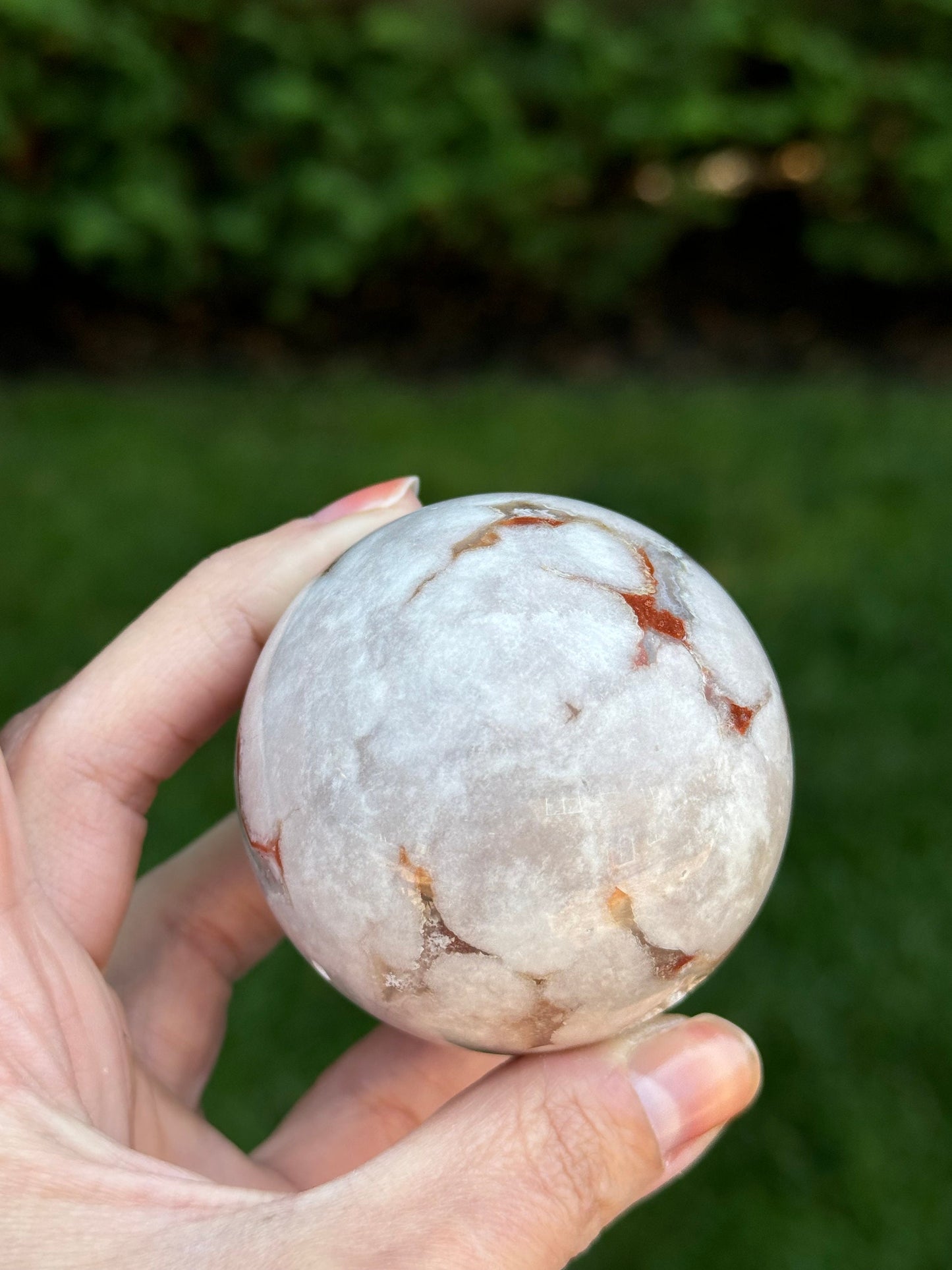 Druzy Carnelian Flower Agate Sphere (58MM)