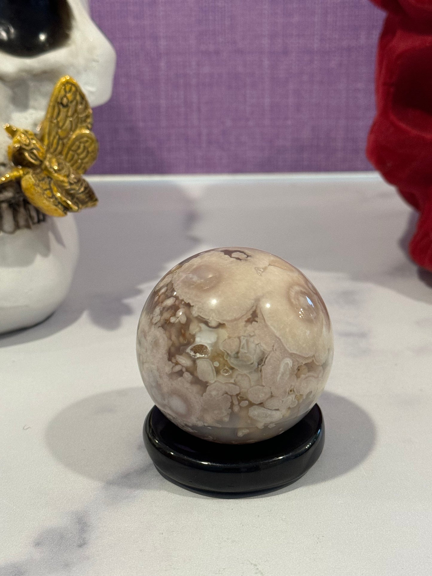 Moody Flower Agate Sphere (55MM)
