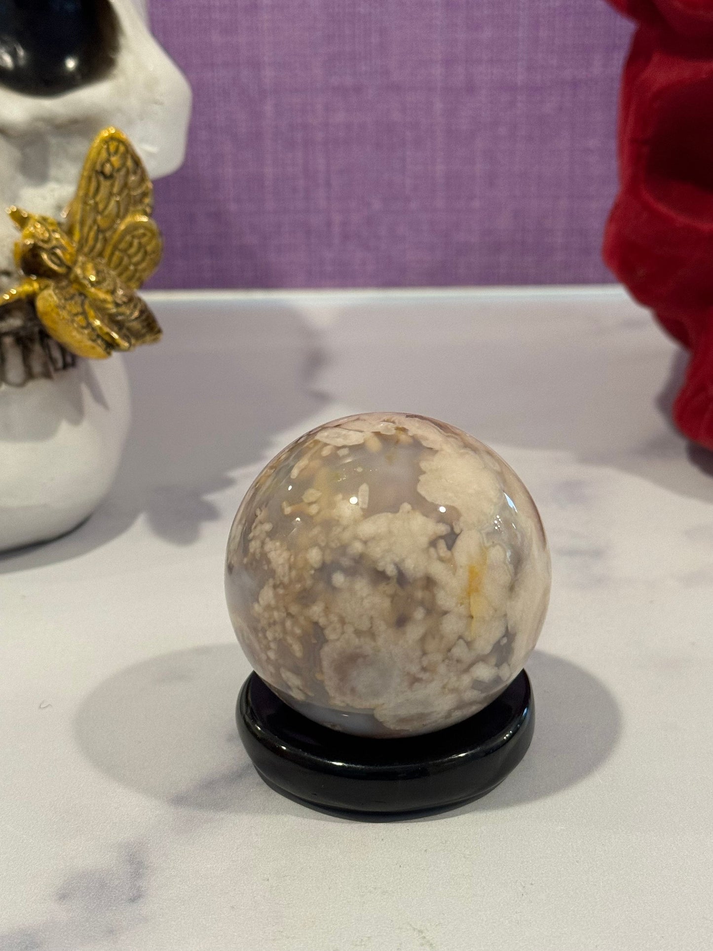 Moody Flower Agate Sphere (55MM)