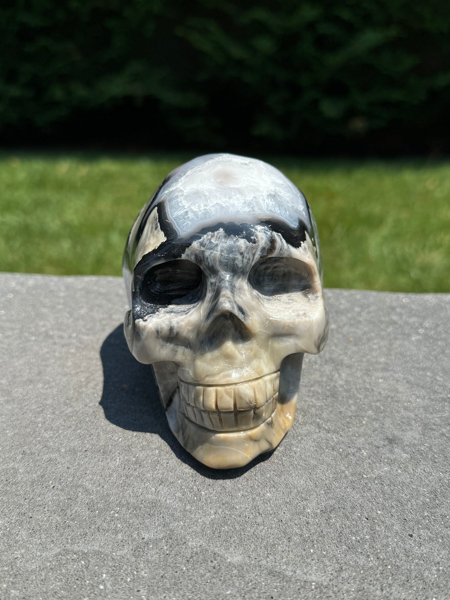 Volcano Agate Skull Carving (4.5")