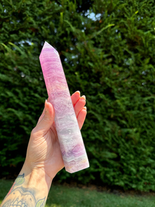 Banded Pink & Purple Fluorite Tower