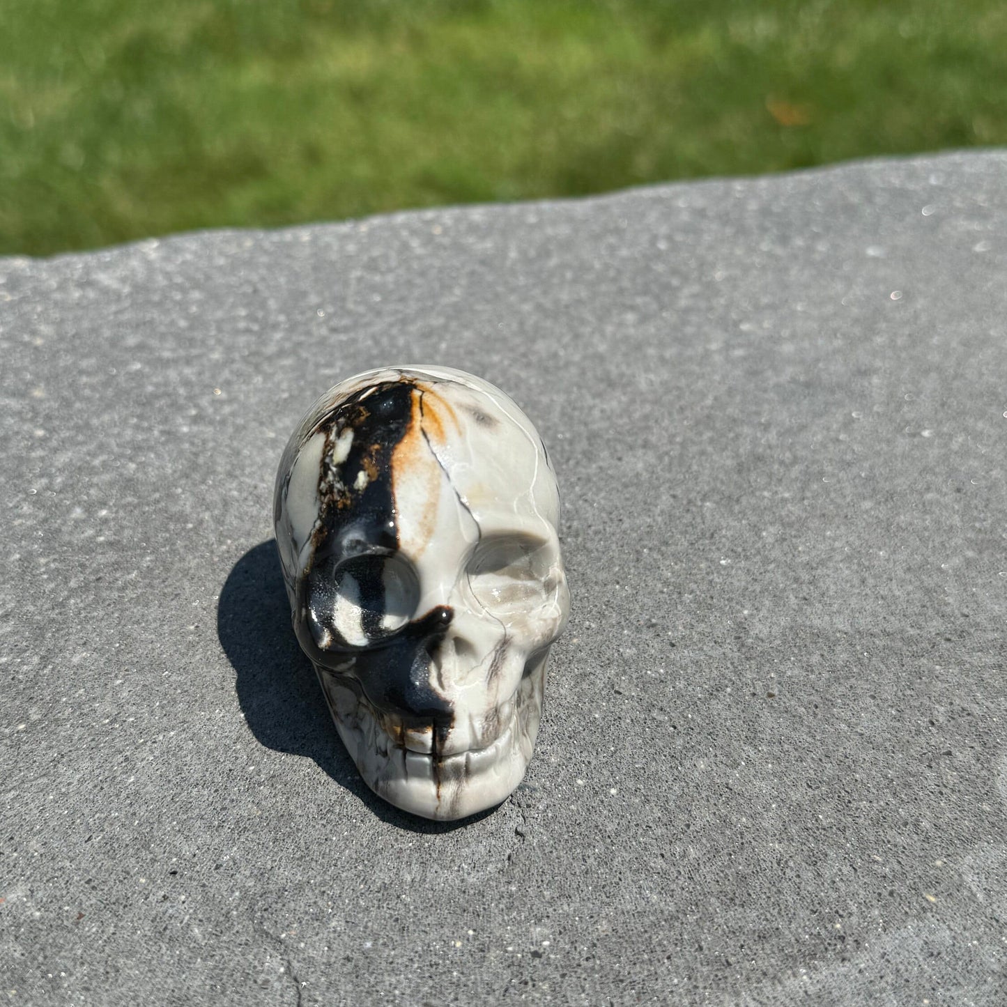 Chocolate Calcite Skull Carving