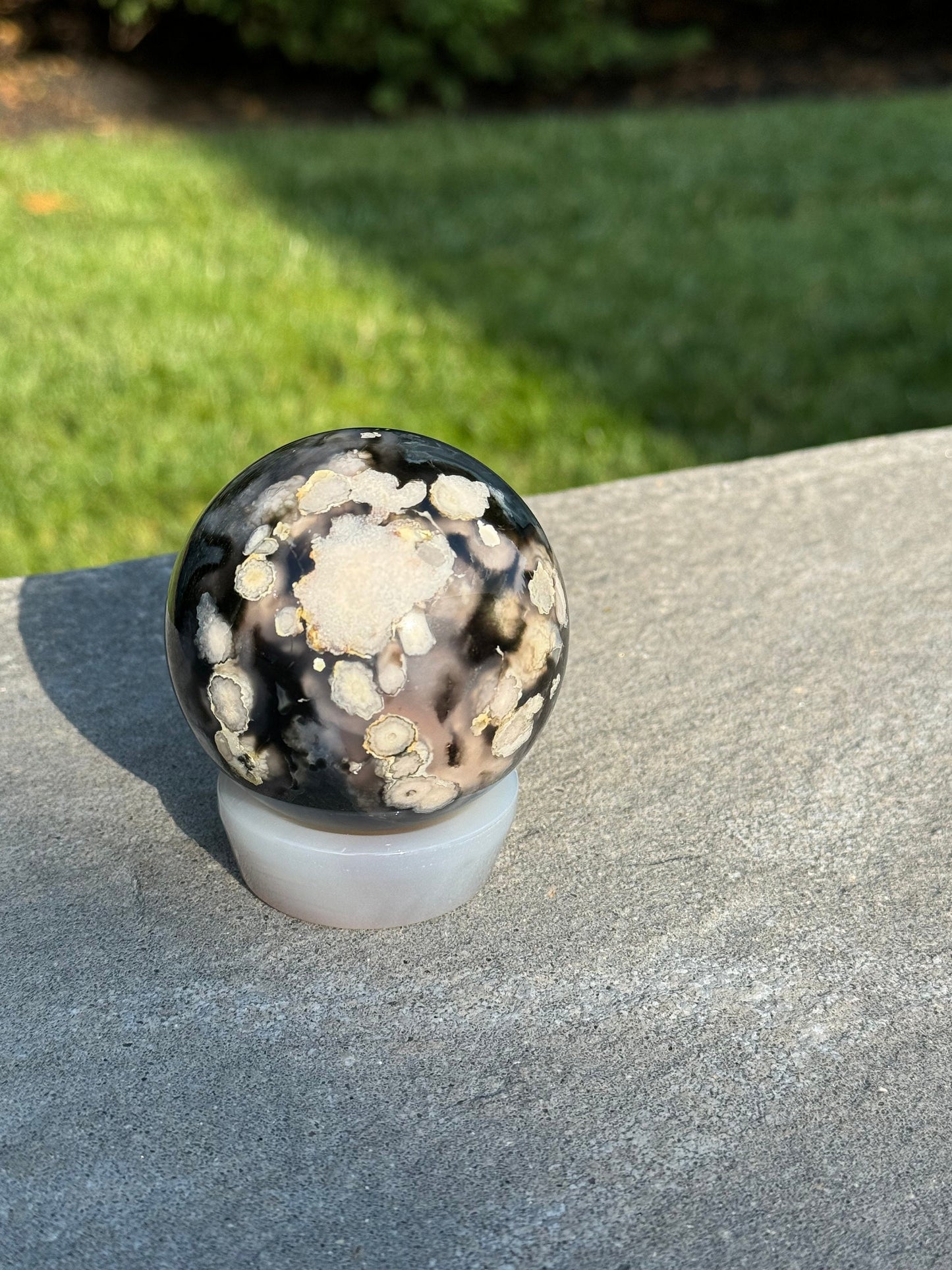 Black Flower Agate Sphere (65MM)